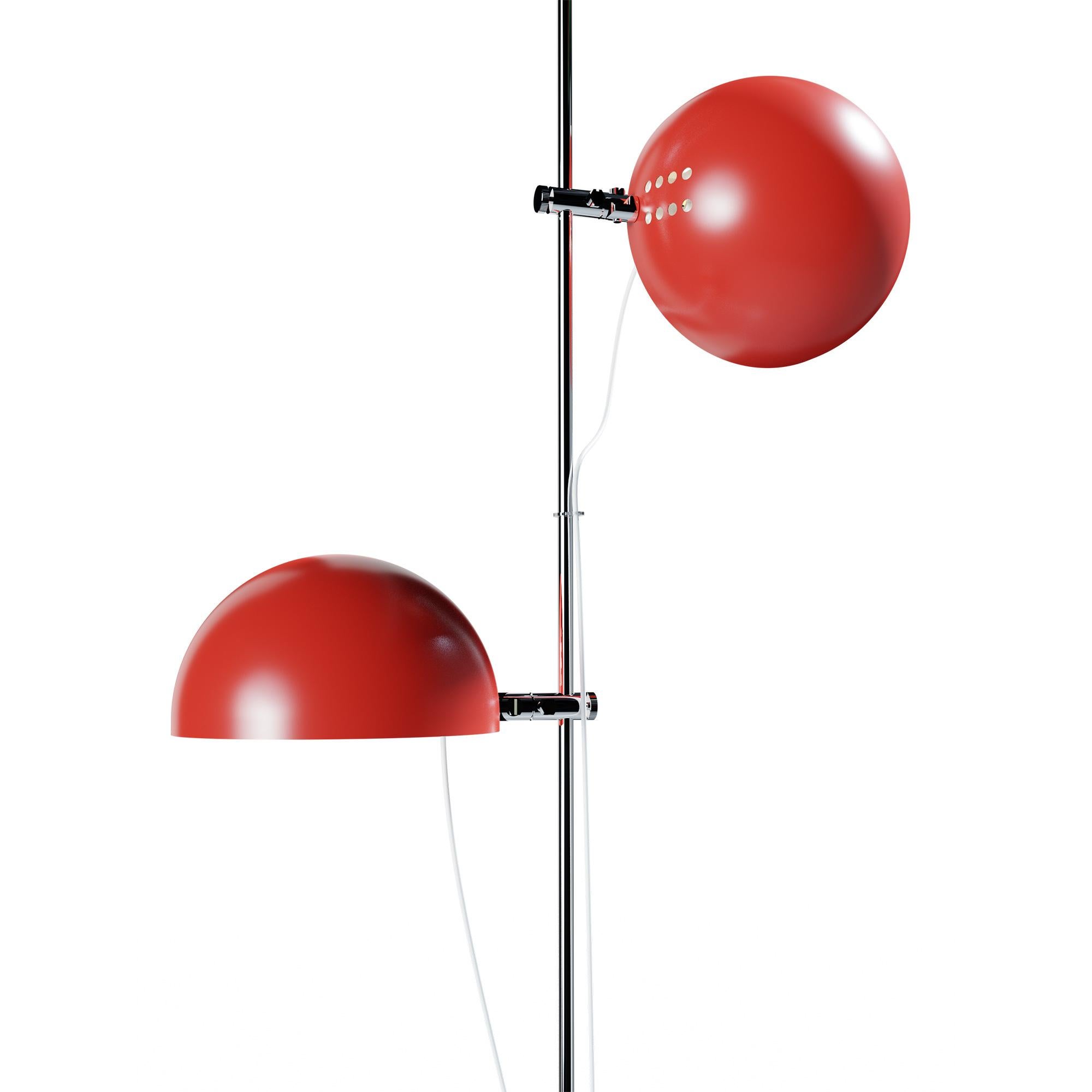 Alain Richard 'A23' metal and marble floor lamp for Disderot in Red.

Executed in red painted metal with a marble base, this newly produced numbered edition with included certificate of authenticity is made in France by Disderot with many of the