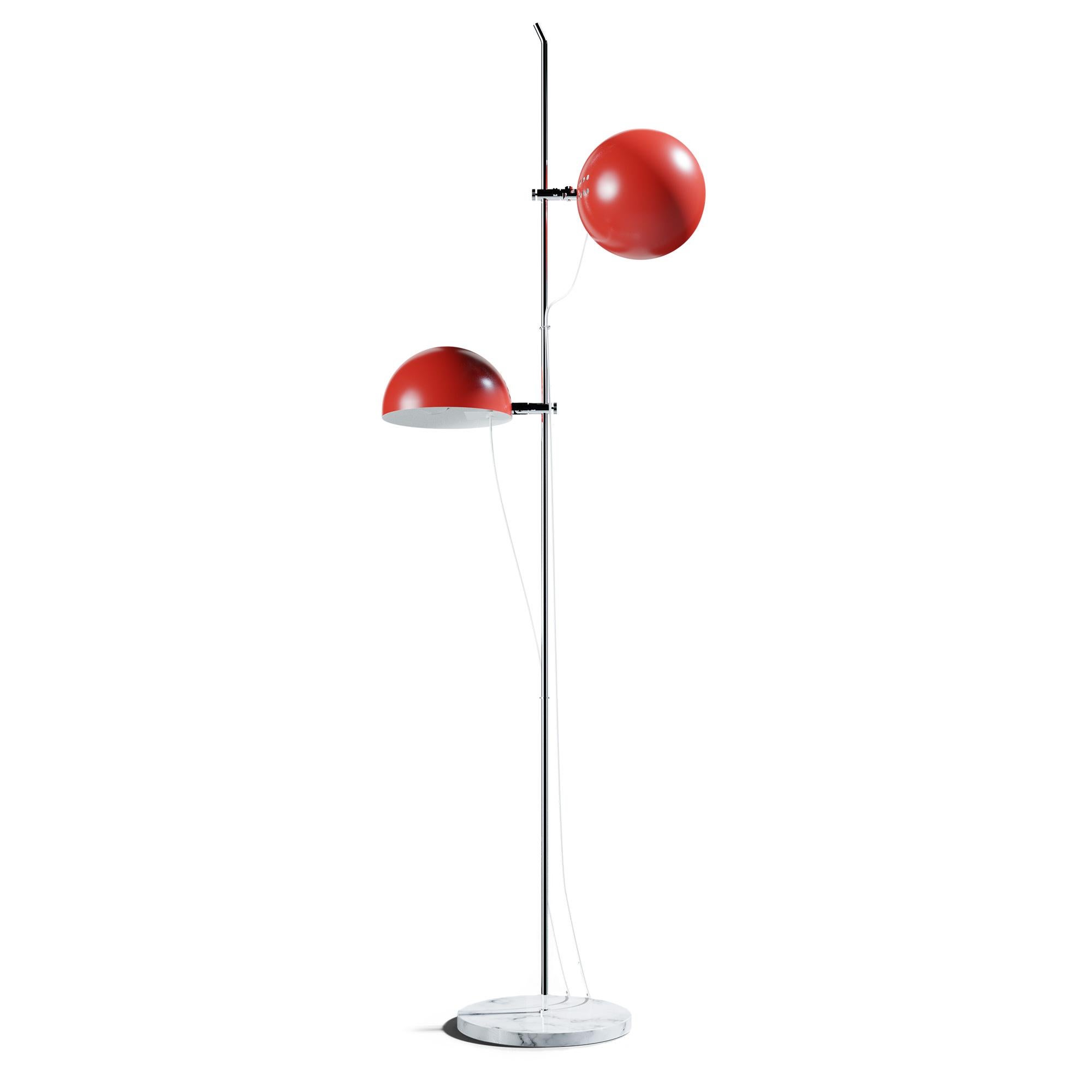 French Alain Richard 'A23' Metal and Marble Floor Lamp for Disderot in Red For Sale