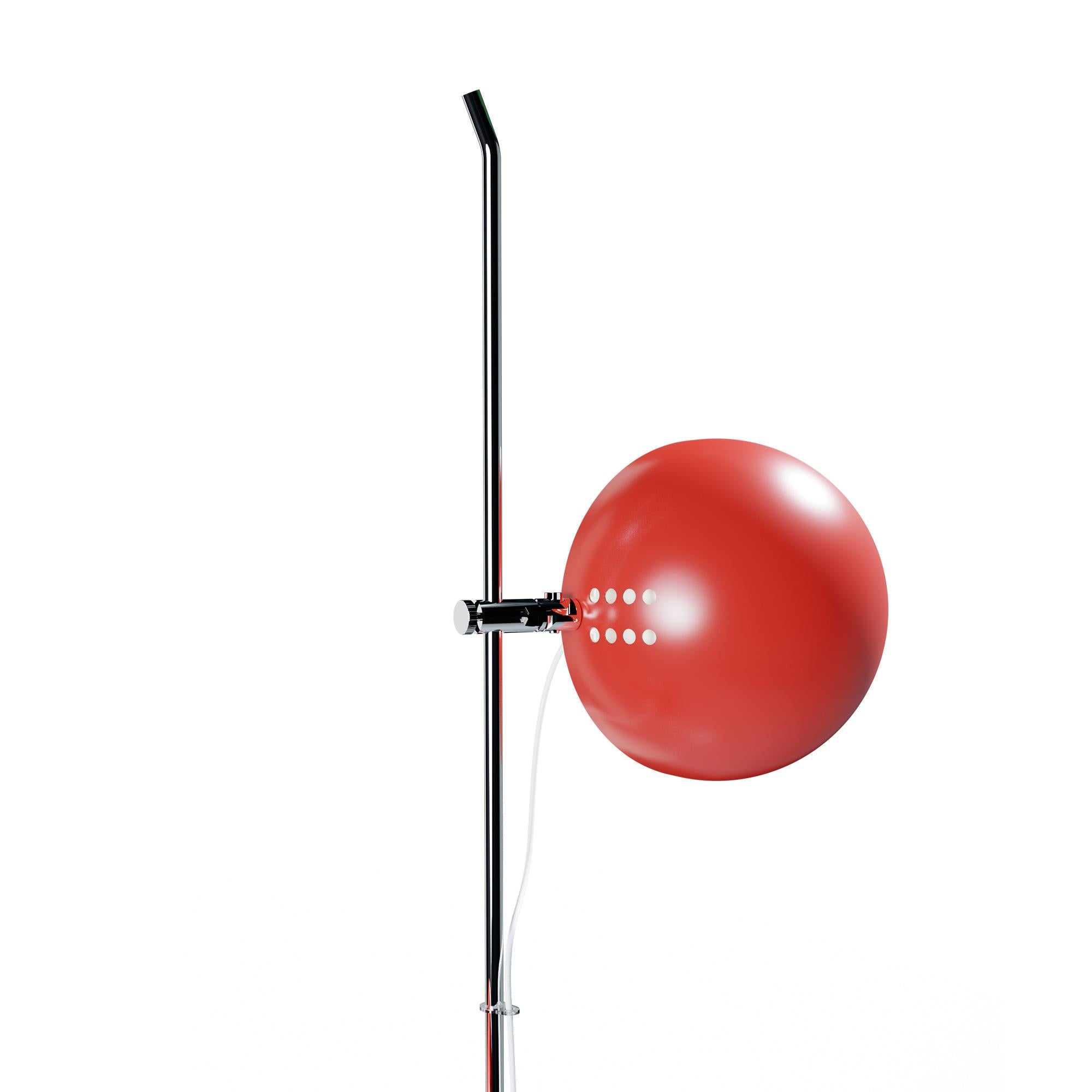 Lacquered Alain Richard 'A23' Metal and Marble Floor Lamp for Disderot in Red For Sale