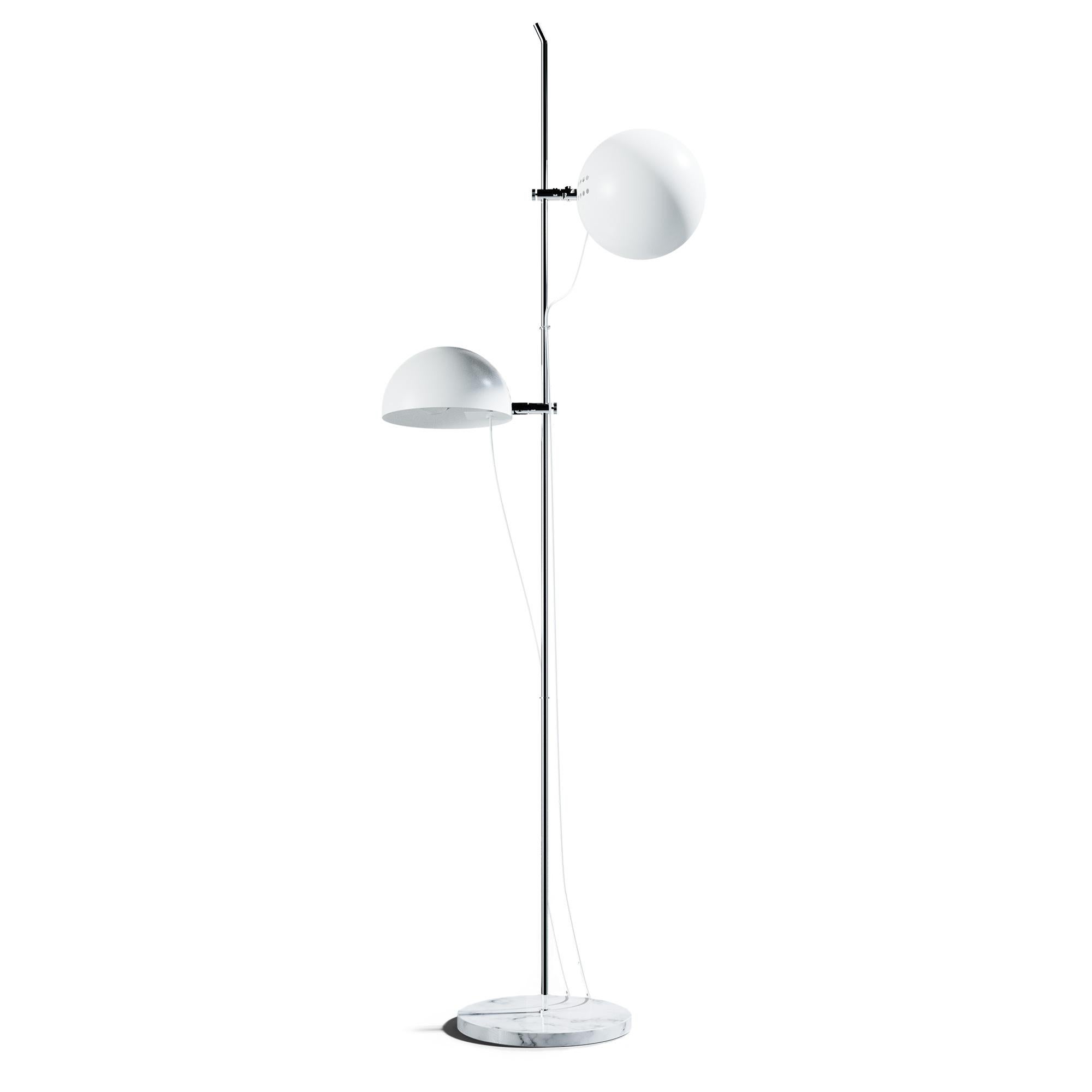 French Alain Richard 'A23' Metal and Marble Floor Lamp for Disderot in White For Sale