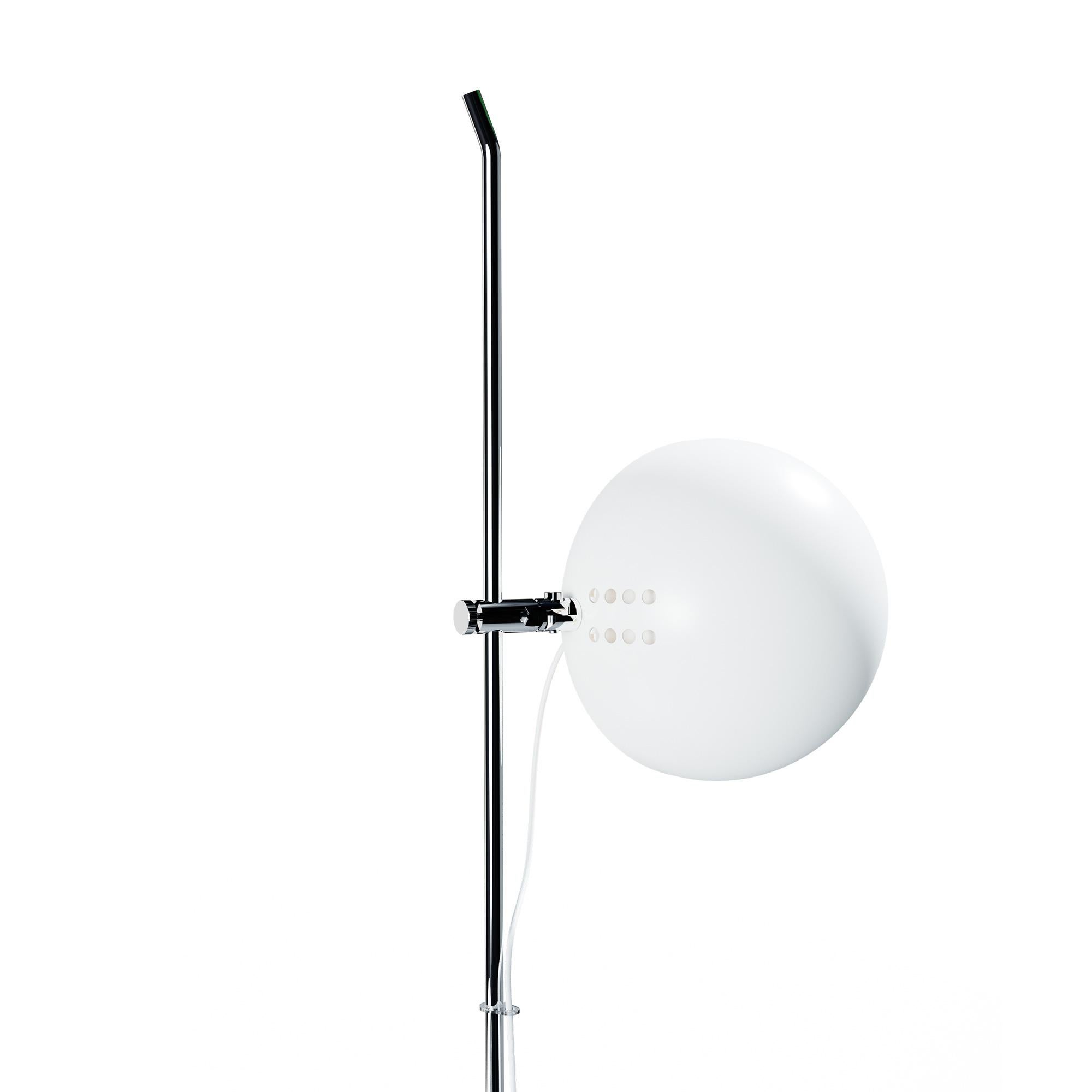 Lacquered Alain Richard 'A23' Metal and Marble Floor Lamp for Disderot in White For Sale