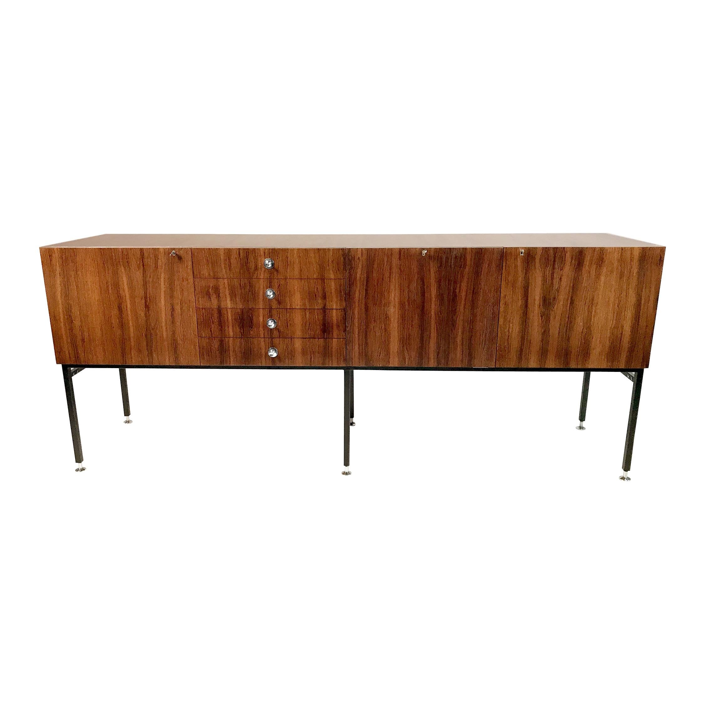 Alain Richard, Large Rosewood Sideboard 800 Series, TV Furniture, France, 1958
