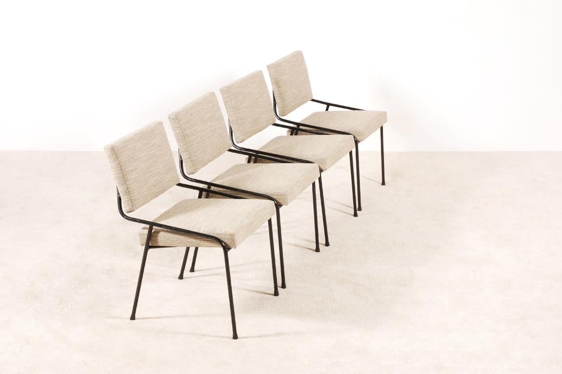 Mid-Century Modern Alain Richard, Rare Set of 4 Chairs for Meubles TV, 1953