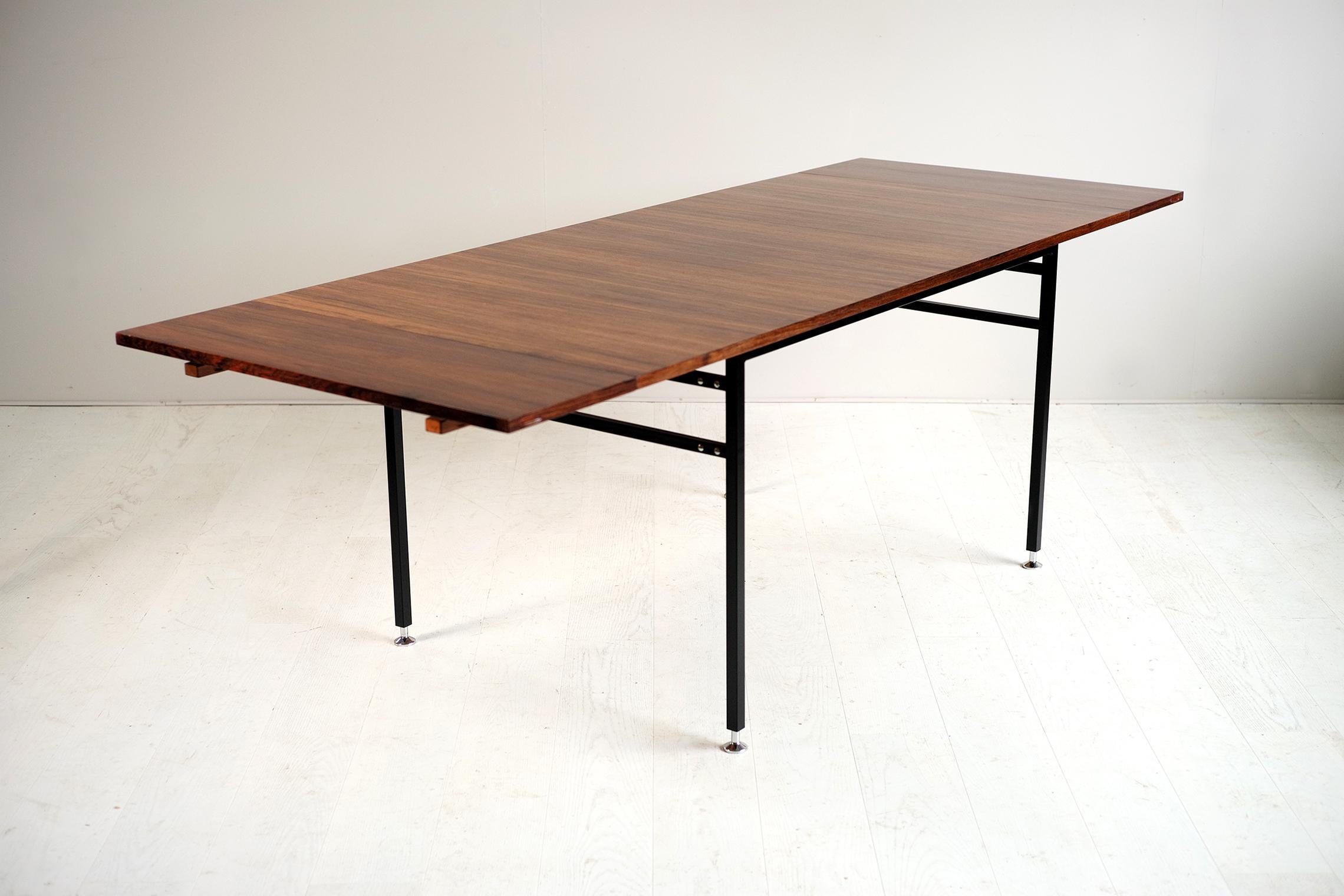 Metal Alain Richard, Rosewood Table, 800 Series, France, 1960 For Sale