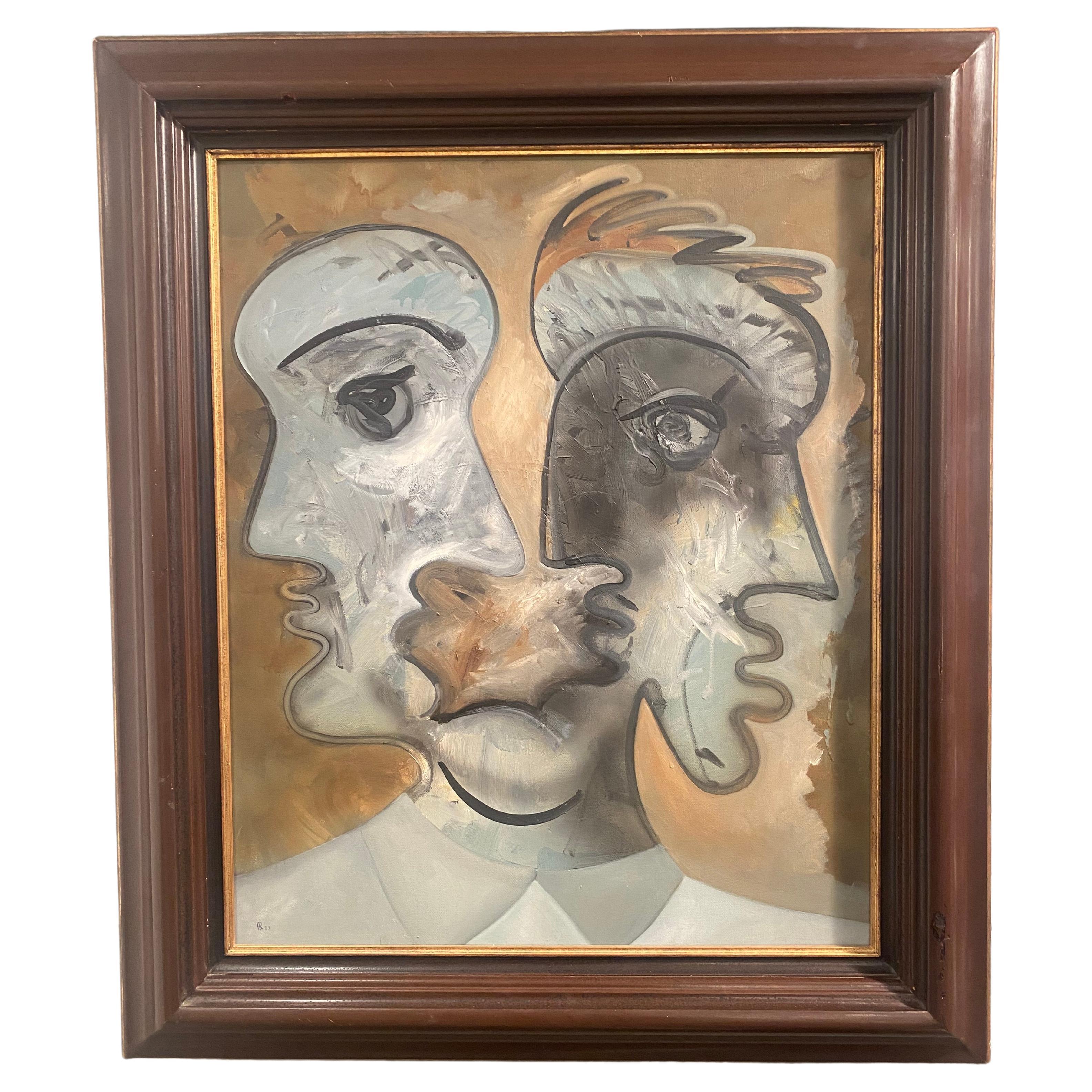 Alain Rothstein Double visage oil on canvas  For Sale