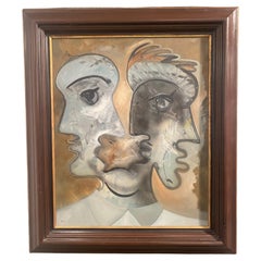 Vintage Alain Rothstein Double visage oil on canvas 