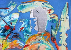 Treffen. 1997. Öl, Collage, Leinwand, 53,5x75 cm