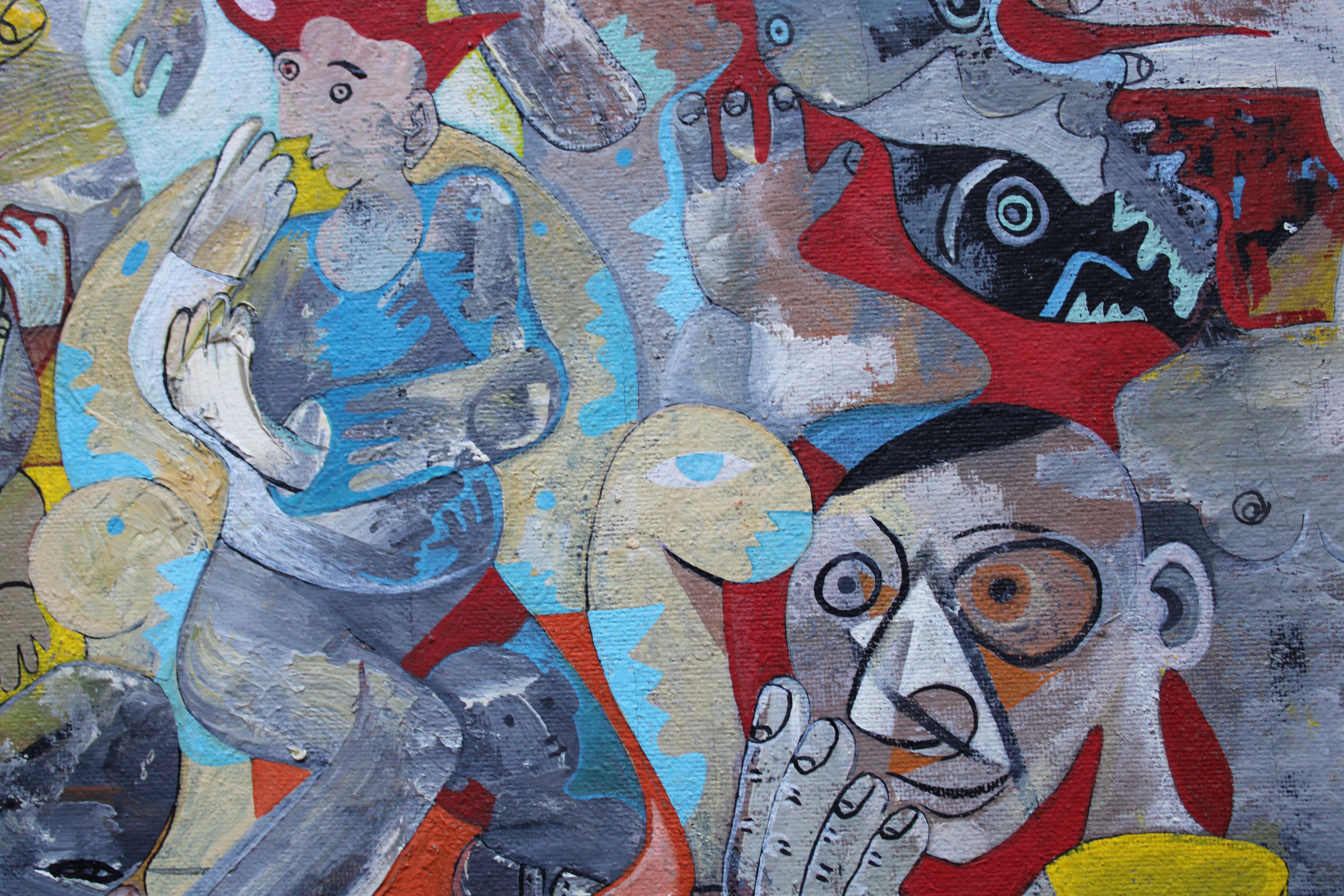 Treffen. Öl, Leinwand, 46 x 77, 5 cm (Abstrakt), Painting, von Alain Rothstein