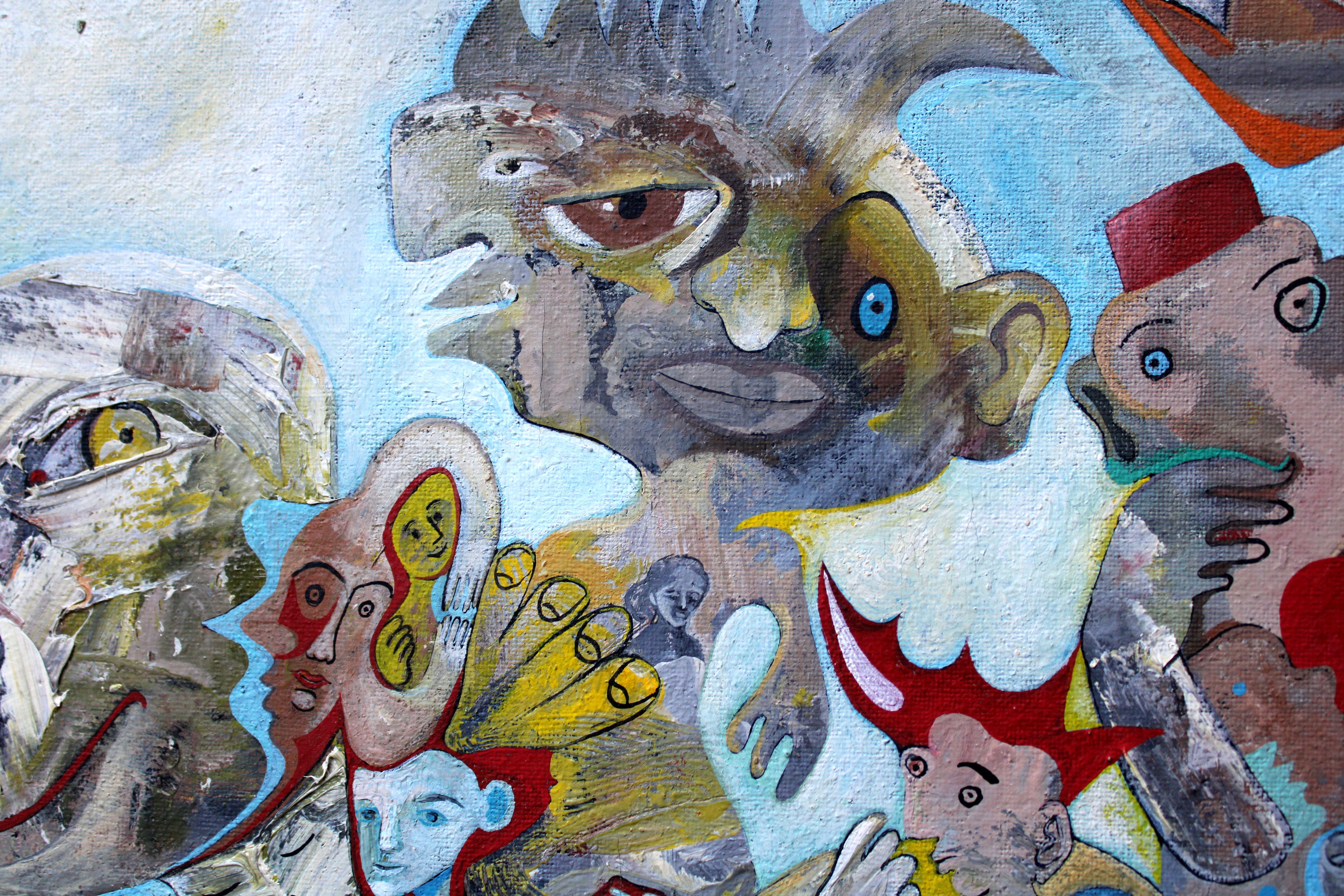 Treffen. Öl, Leinwand, 46 x 77, 5 cm im Angebot 1