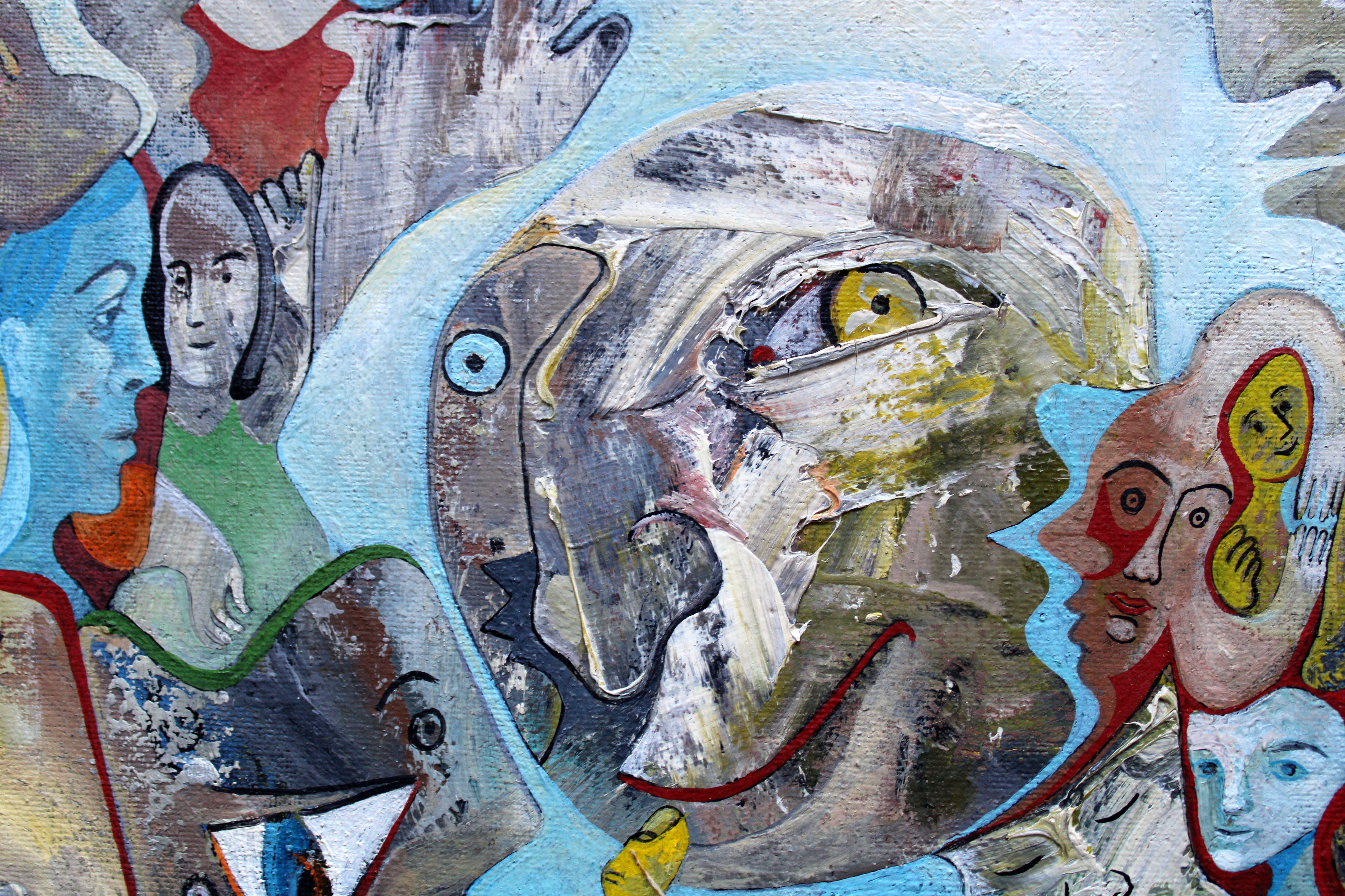 Treffen. Öl, Leinwand, 46 x 77, 5 cm im Angebot 2