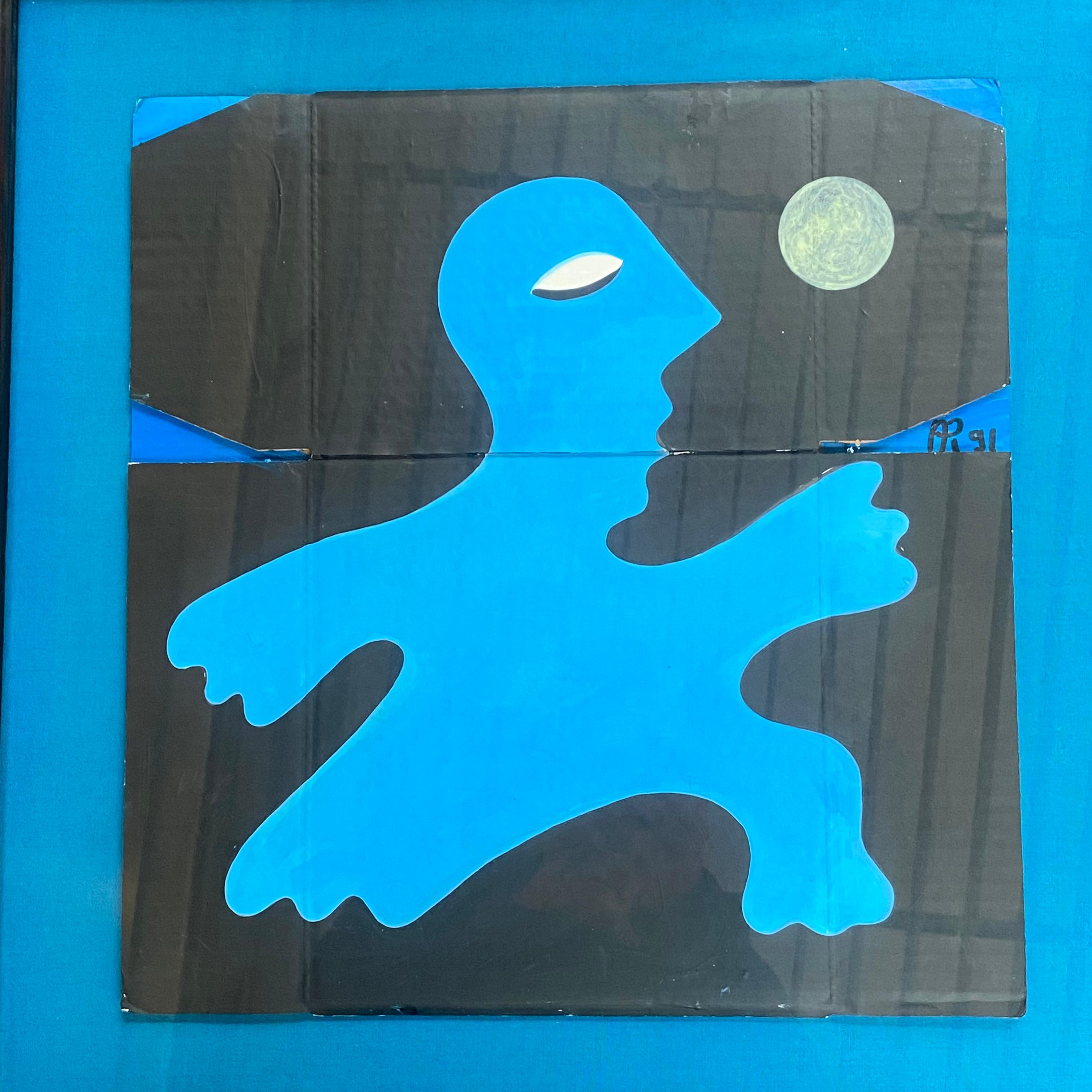 Oiled Alain Rothstein -  The blue man - 1991 For Sale