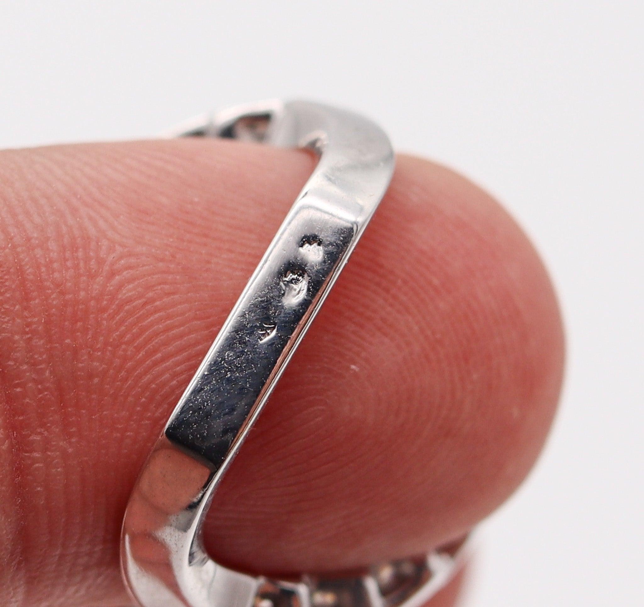 ALAIN ROURE 1970 Escalator Geometric Ring 18K White Gold With 2.60 Ctw Diamonds For Sale 1