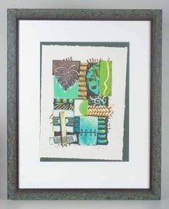 Alain Soucasse. Composition with geometric and organic forms. Lithograph/paper
