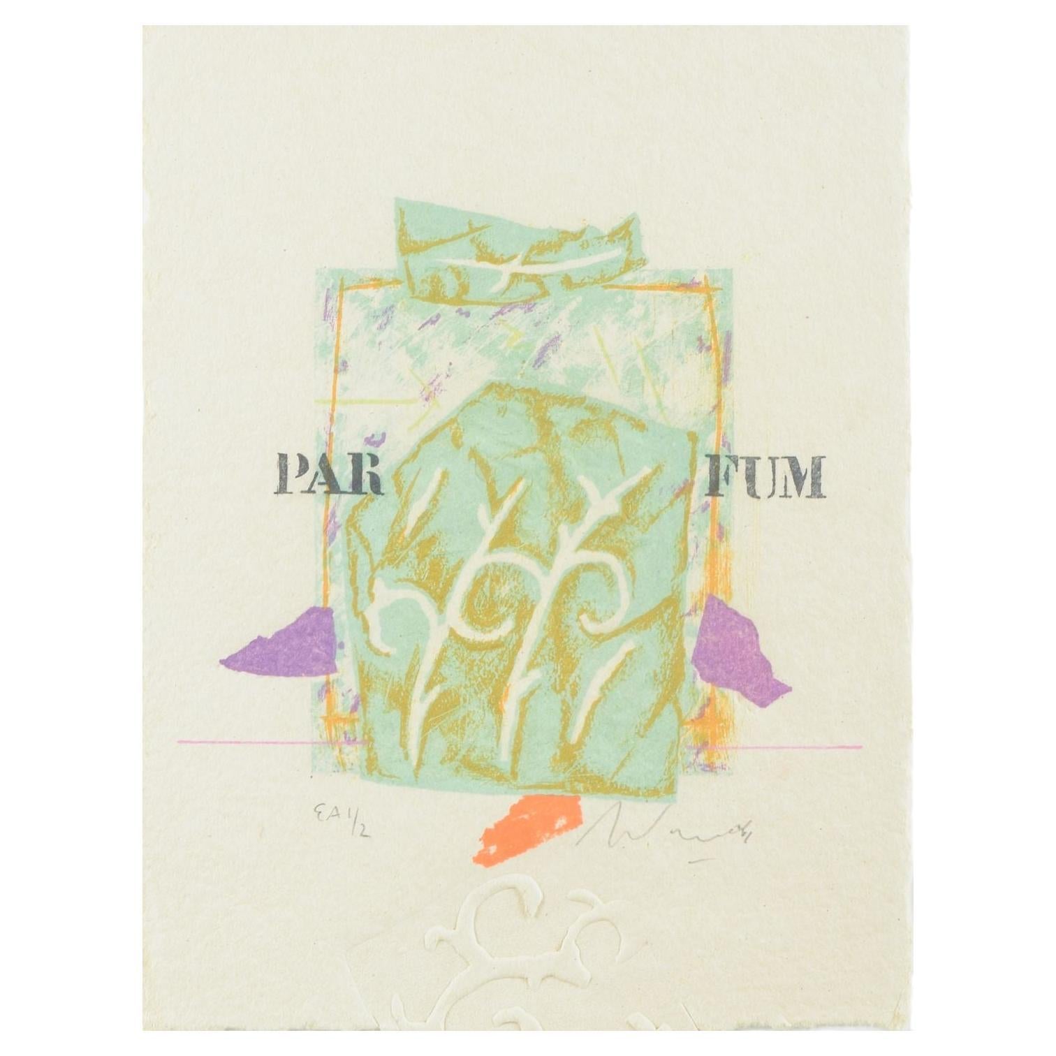 Alain Soucasse, France. Lithograph on paper. Poetic and graphic composition. For Sale