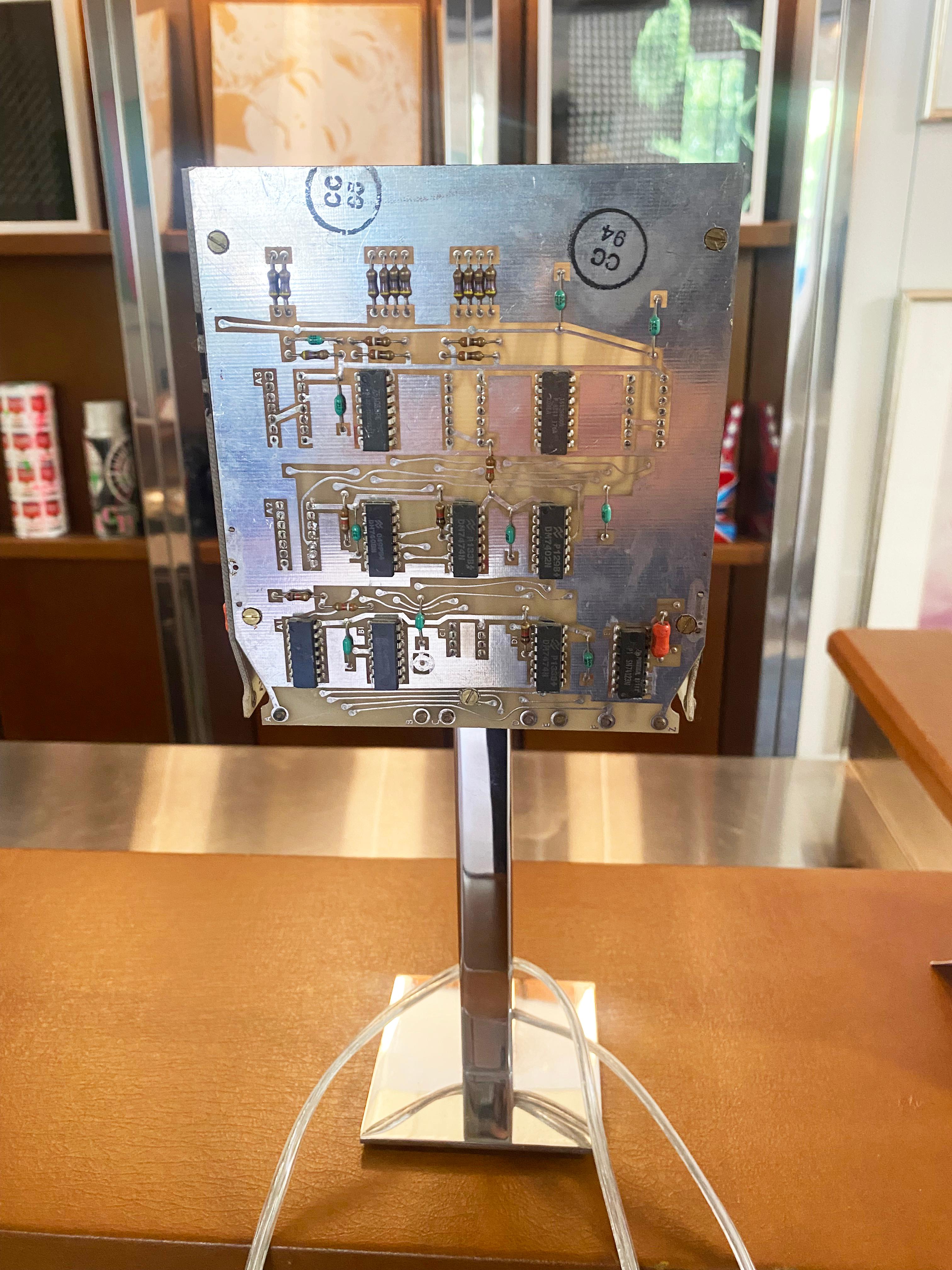 Alain Vilatou - Cubic” lamp printed circuit boards and metal 1990 en vente 1