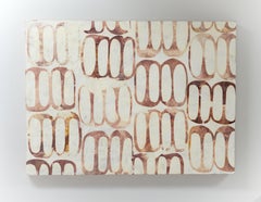 Centuries (Abstract Geometric Encaustic Painting In Patterned Ochre and White)