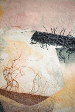 Rhopilema (Pintura abstracta encáustica, tela y collage sobre lino)