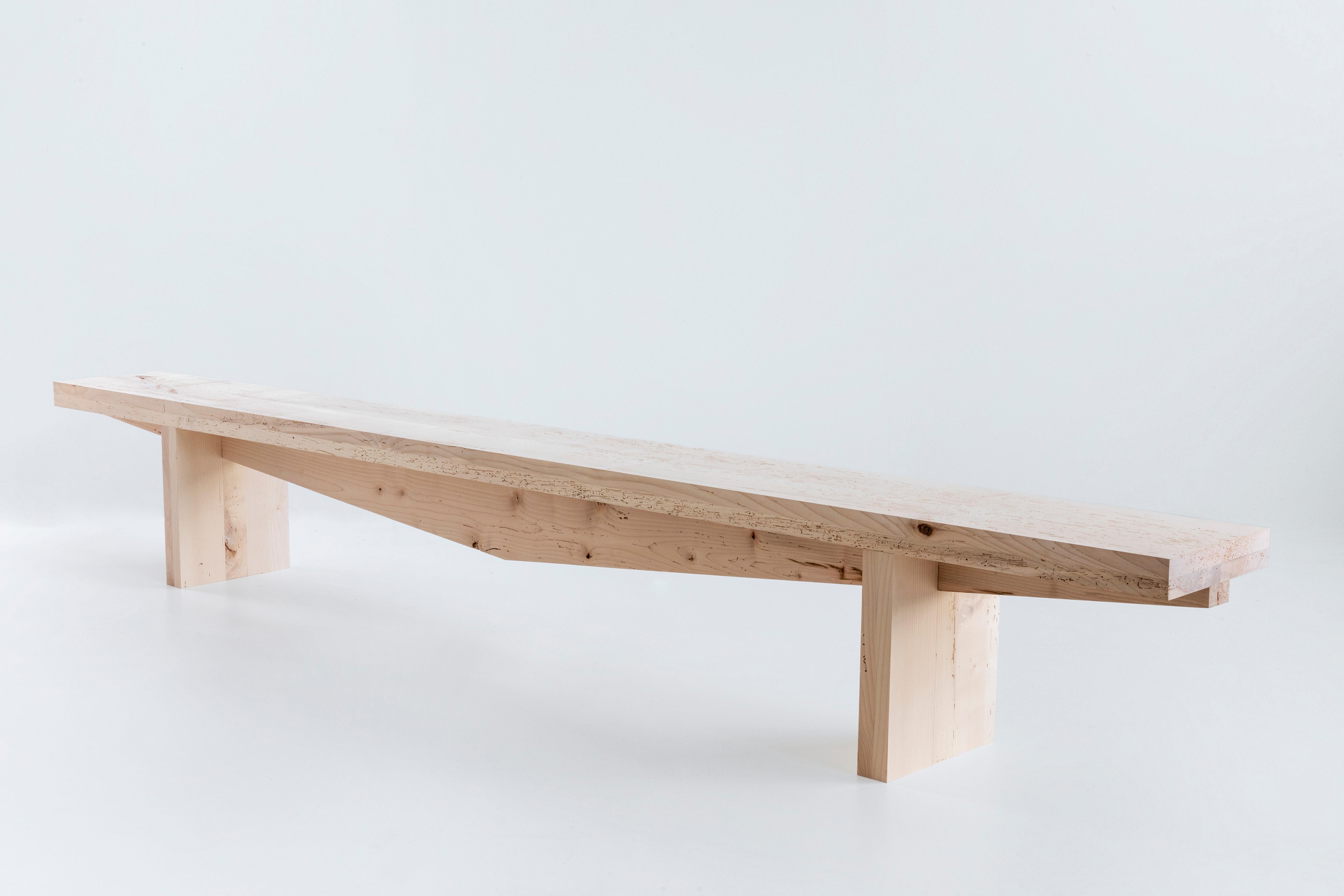 Italian 21st Century Customizable Bench Alalunga in Solid Recovered Maple Wood For Sale