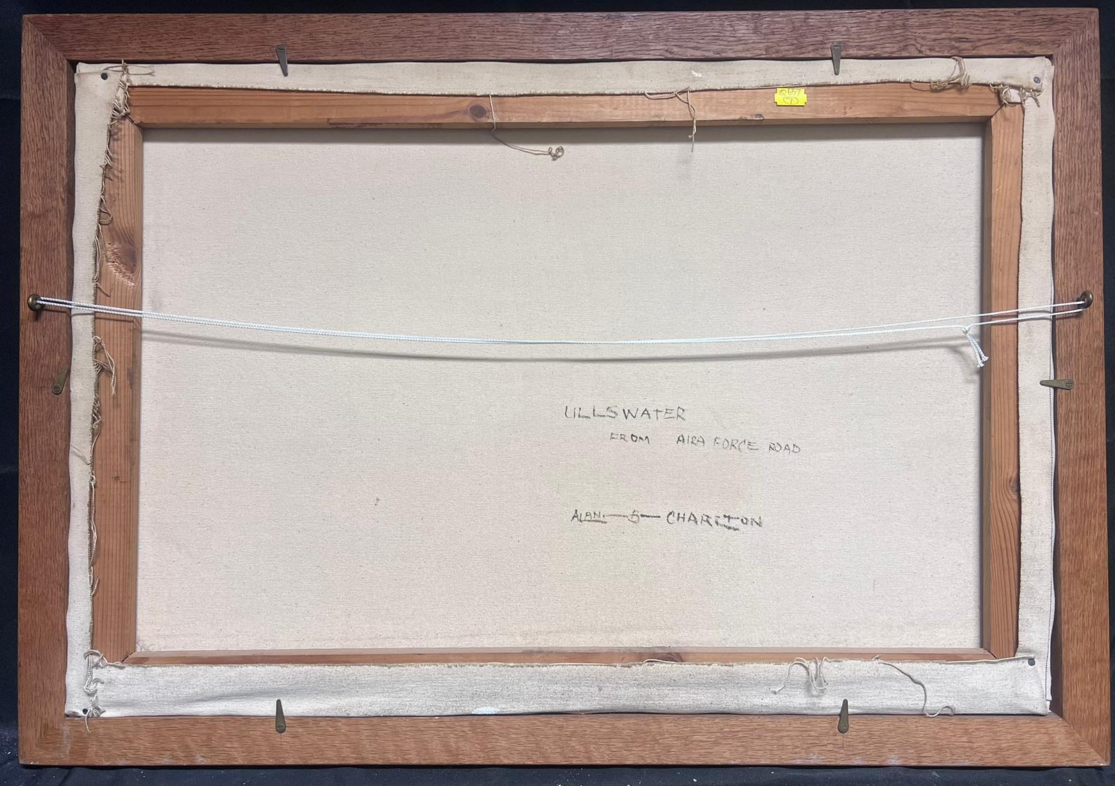 Ullswater El distrito de los lagos inglés Gran cuadro al óleo vintage firmado sobre lienzo 9