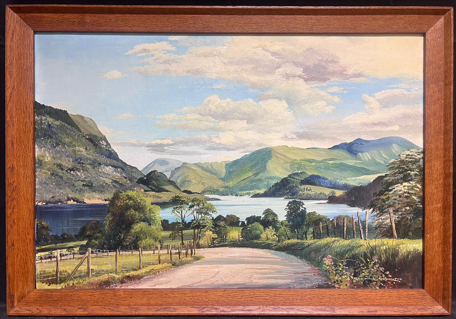 Alan . B Charlton Landscape Painting - Ullswater The English Lake District Large Signed Vintage Oil Painting on Canvas