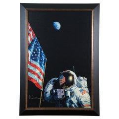 Vintage Alan Bean American Success Story Astronaut Earth Space Giclee on Canvas 31"