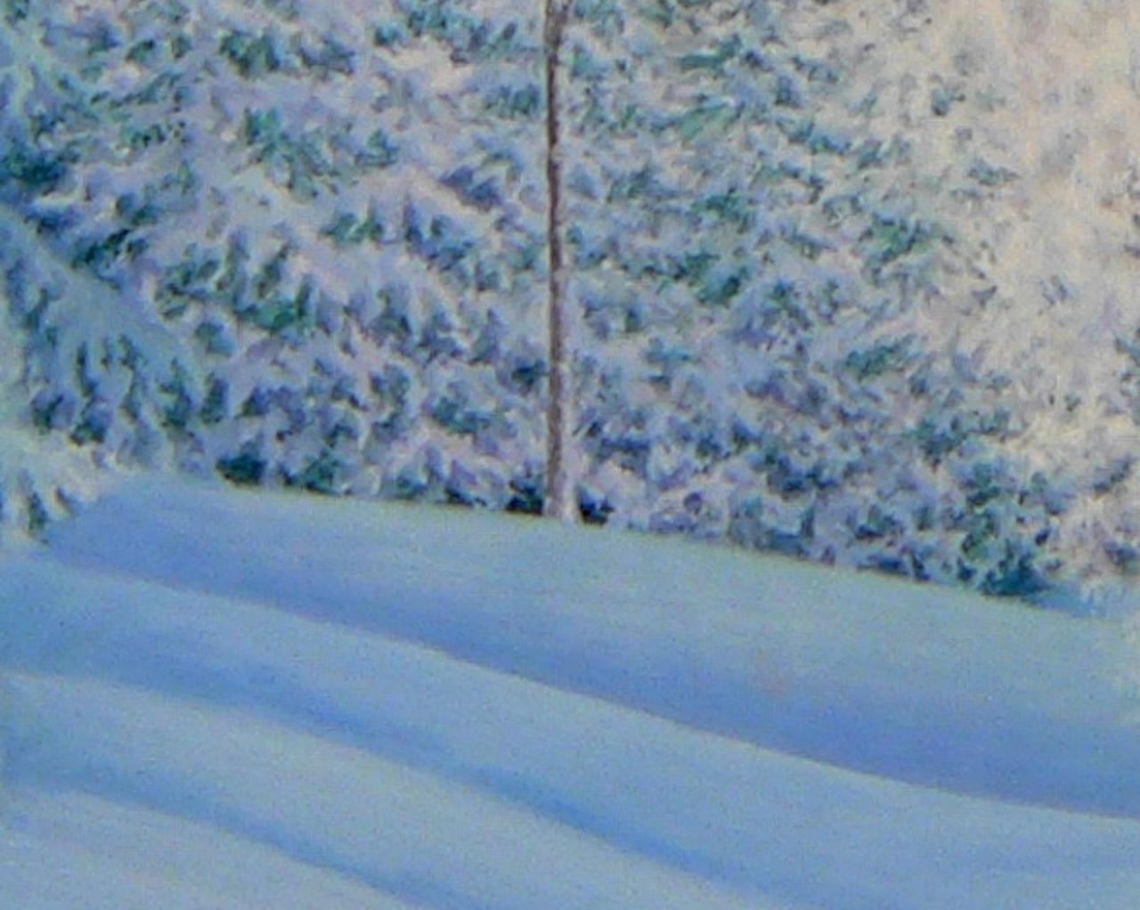 A Whisper Breaks the Silence, Eine poetische Wintry-Landschaft mit weichem Blau und Weiß im Angebot 4