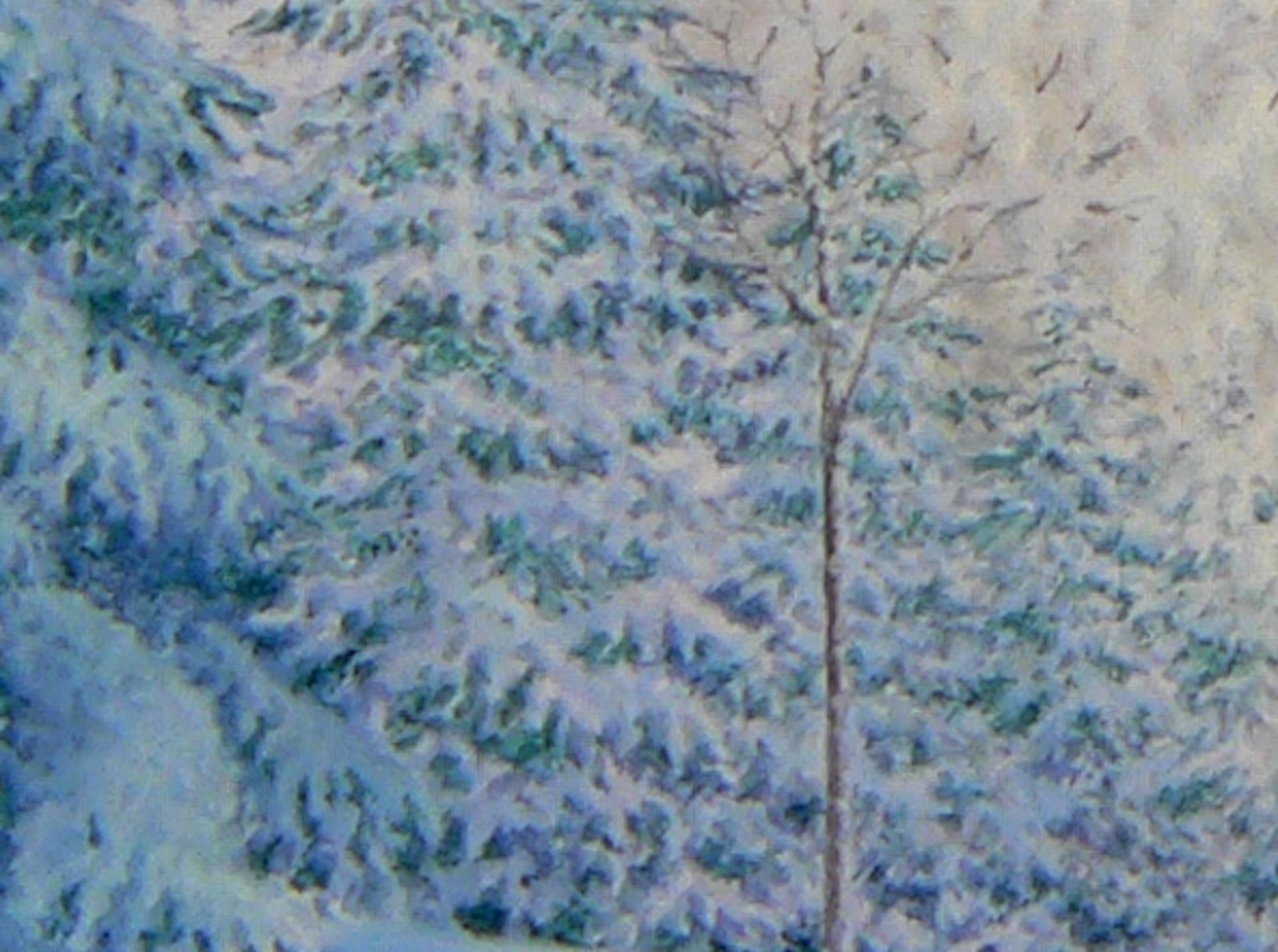 A Whisper Breaks the Silence, Eine poetische Wintry-Landschaft mit weichem Blau und Weiß im Angebot 5