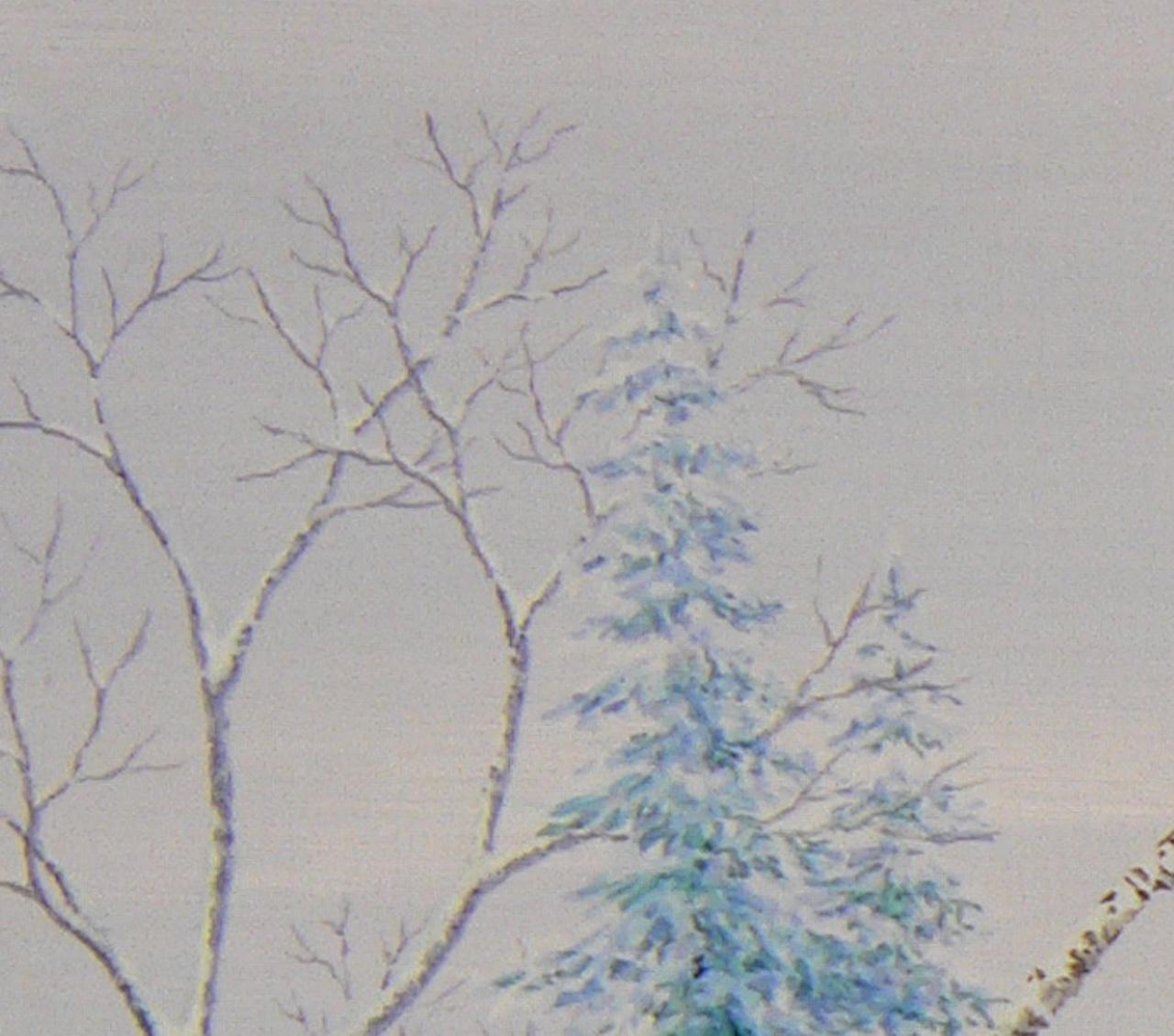 A Whisper Breaks the Silence, Eine poetische Wintry-Landschaft mit weichem Blau und Weiß im Angebot 6