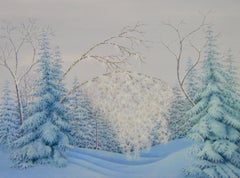 A Whisper Breaks the Silence, A Poetic Wintry Landscape with Soft Blue and White