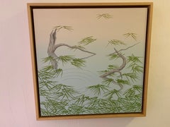 Un dipinto impressionista di Greene & Greene, caseina blu e verde su pannello, 2004