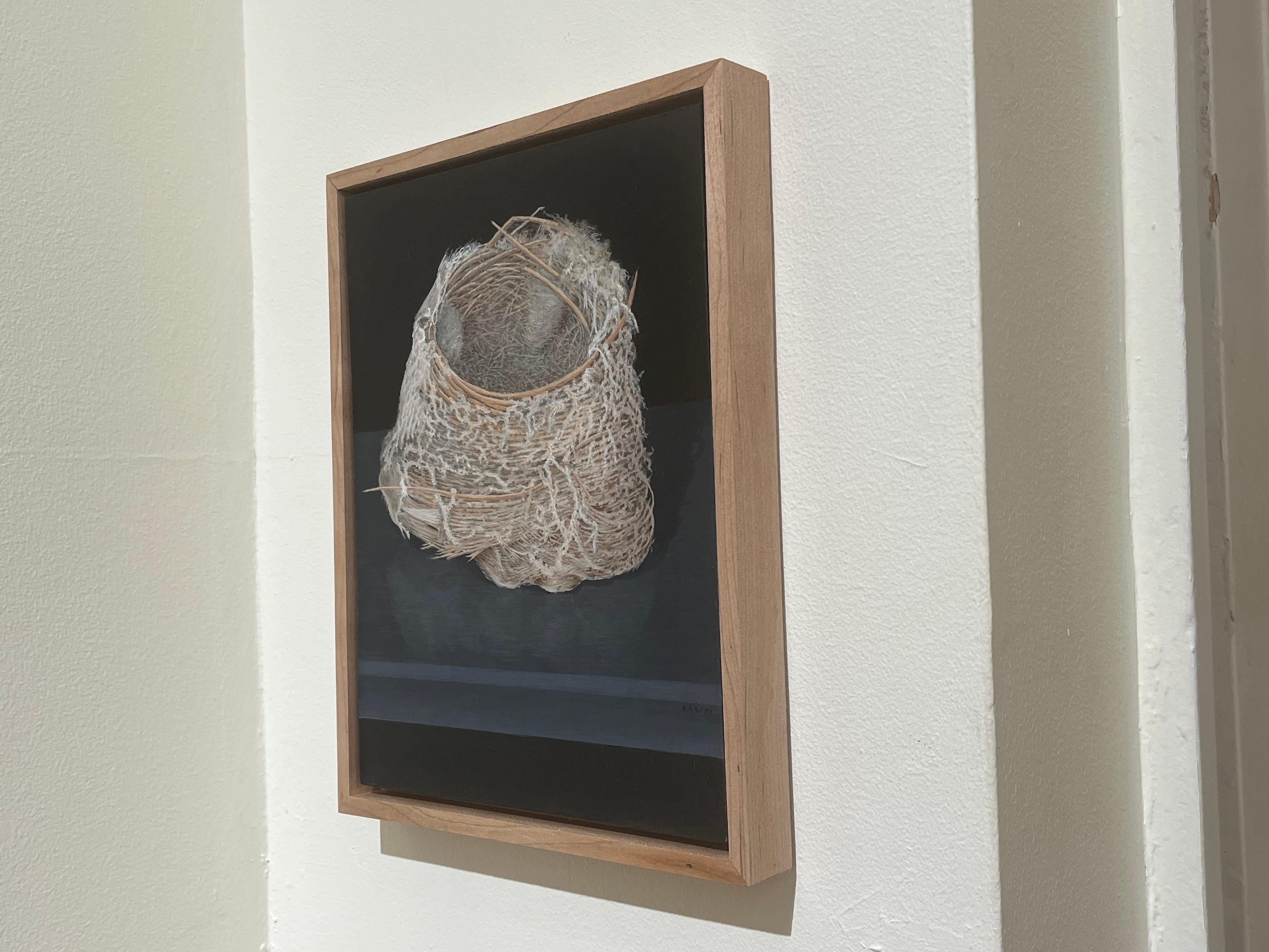 Alan Bray, Nido en un nido, 2023, pintura impresionista en caseína sobre la naturaleza del nido en venta 6