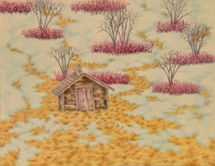 Spring House, Impressionist casein Maine winter landscape painting, 2018