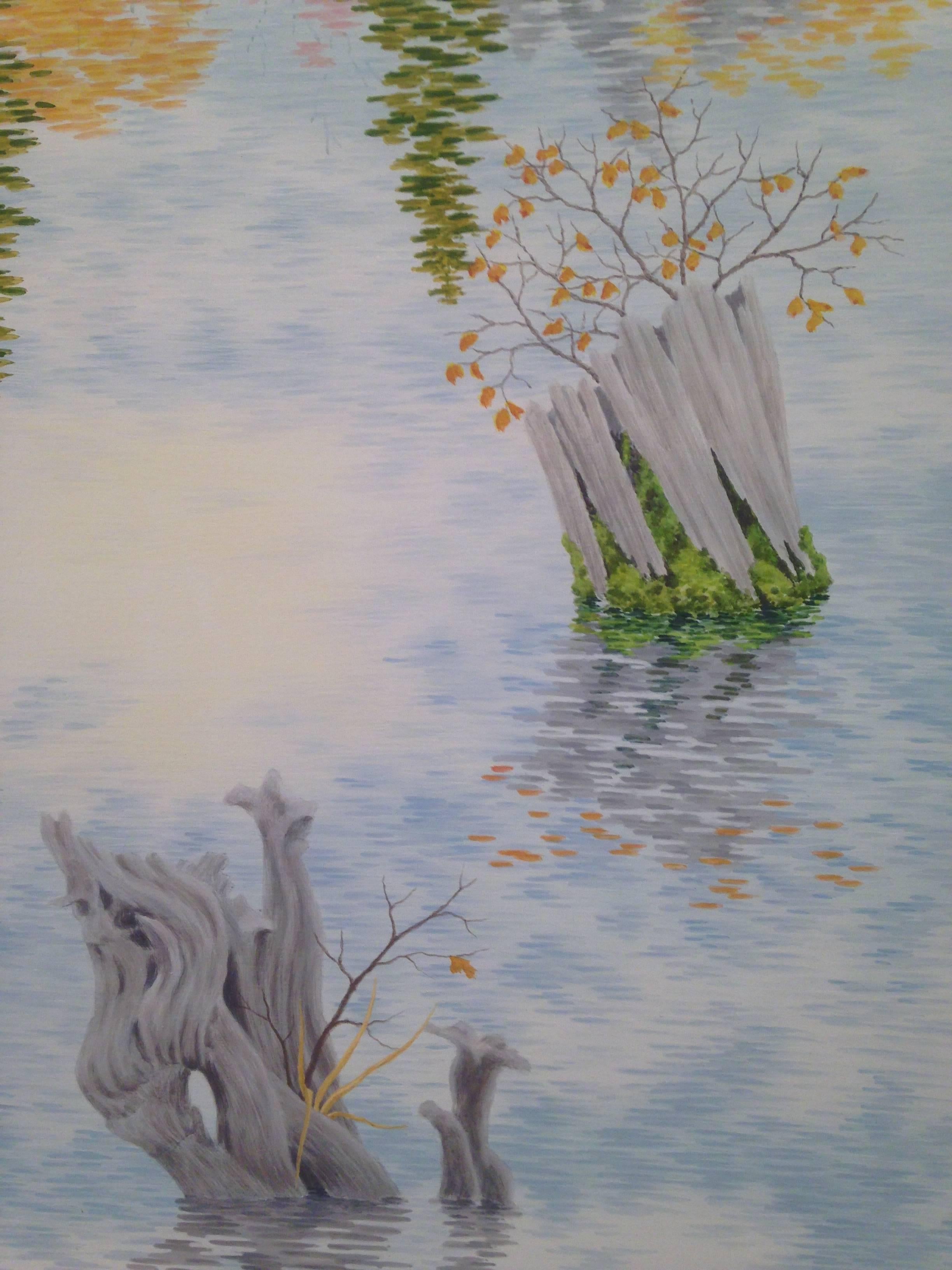 Drowned Forest, Casein Tempera on Panel, Landscape Painting 2