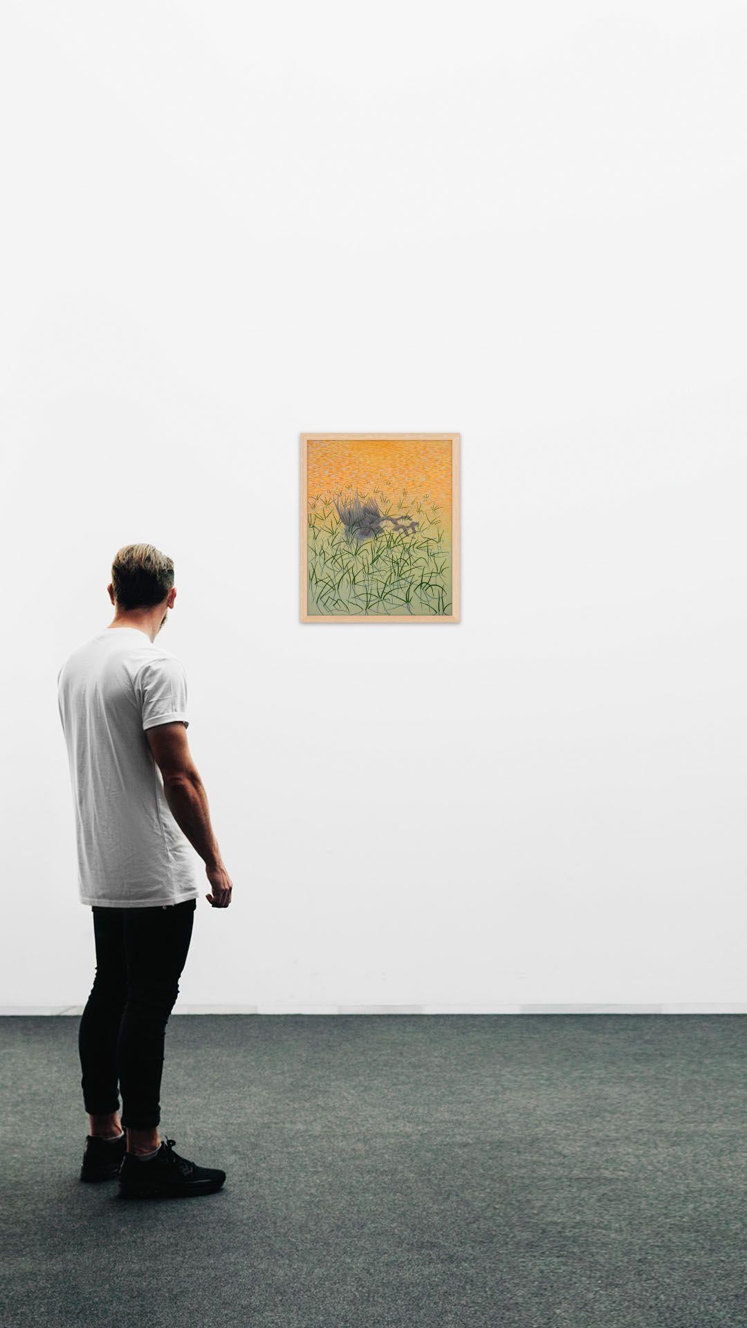 Shallows, impressionistic casein on panel waterscape painting, 2020 - Painting by Alan Bray
