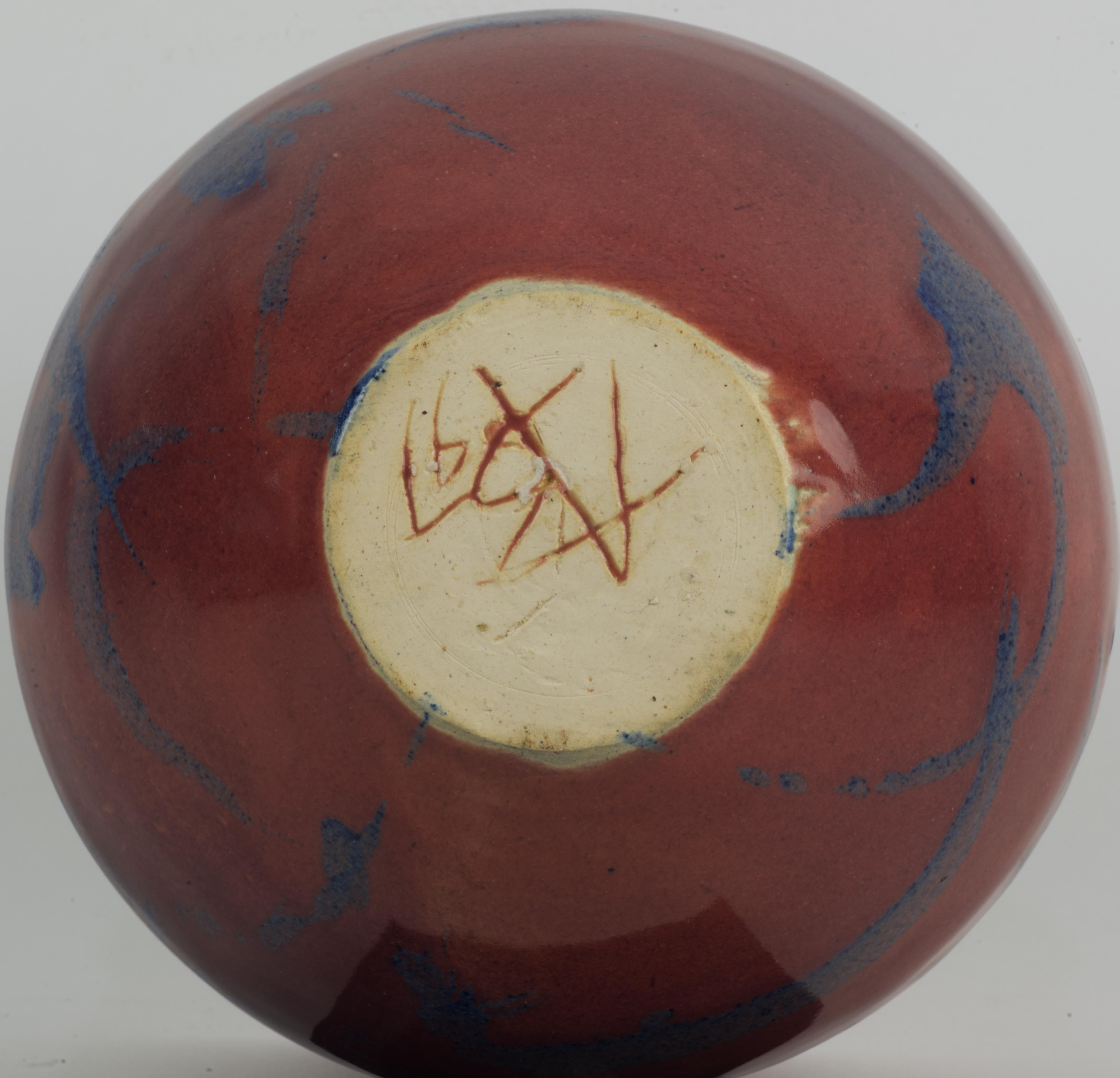 English Alan Brough Large Vase, Organic Modern, Cornwall Art Studio Pottery