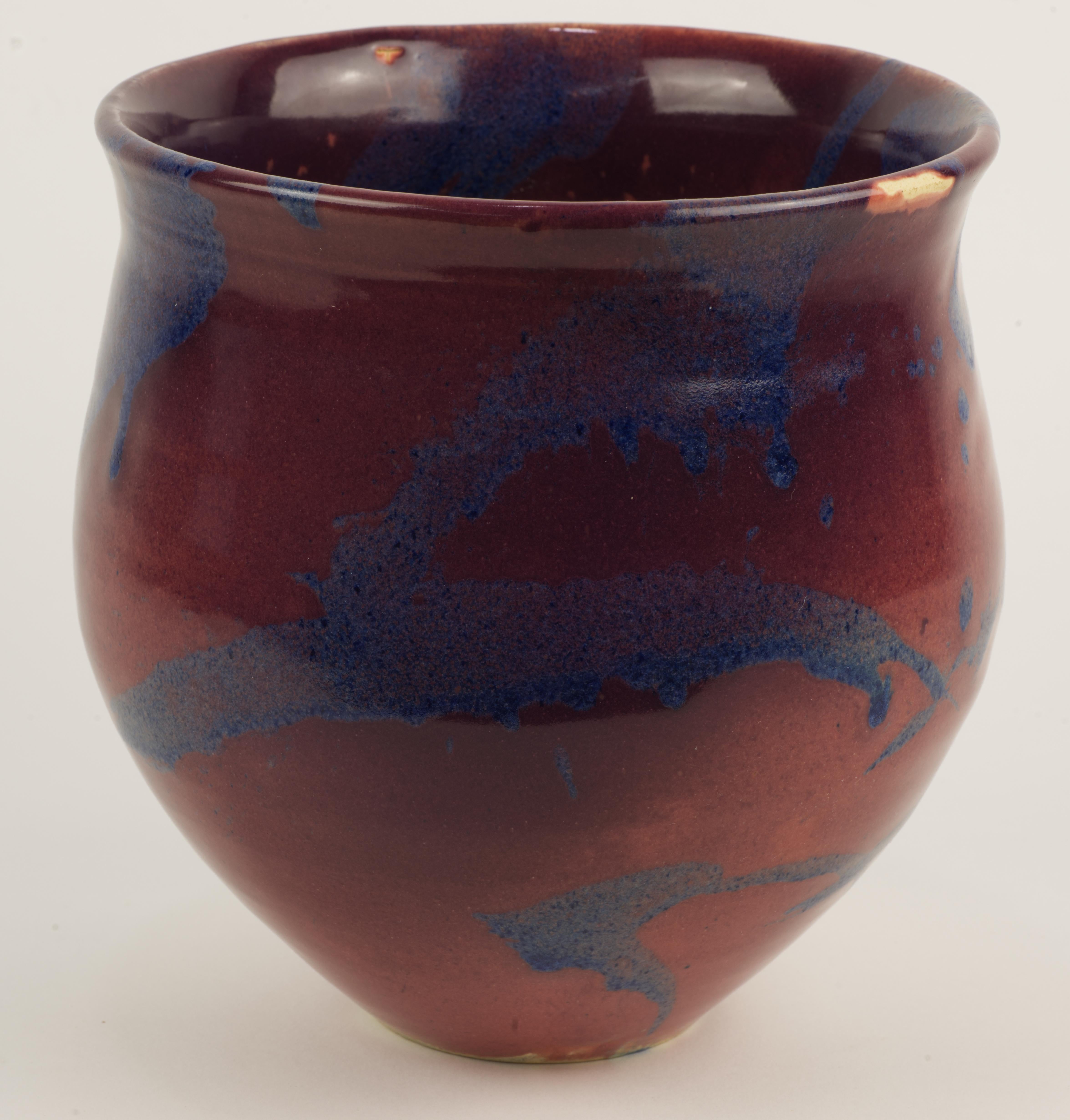 Glazed Alan Brough Large Vase, Organic Modern, Cornwall Art Studio Pottery