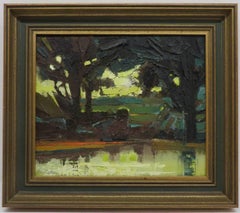 Alan Cotton (1938-) Peinture à l'huile impressionniste britannique DEVON SUNset