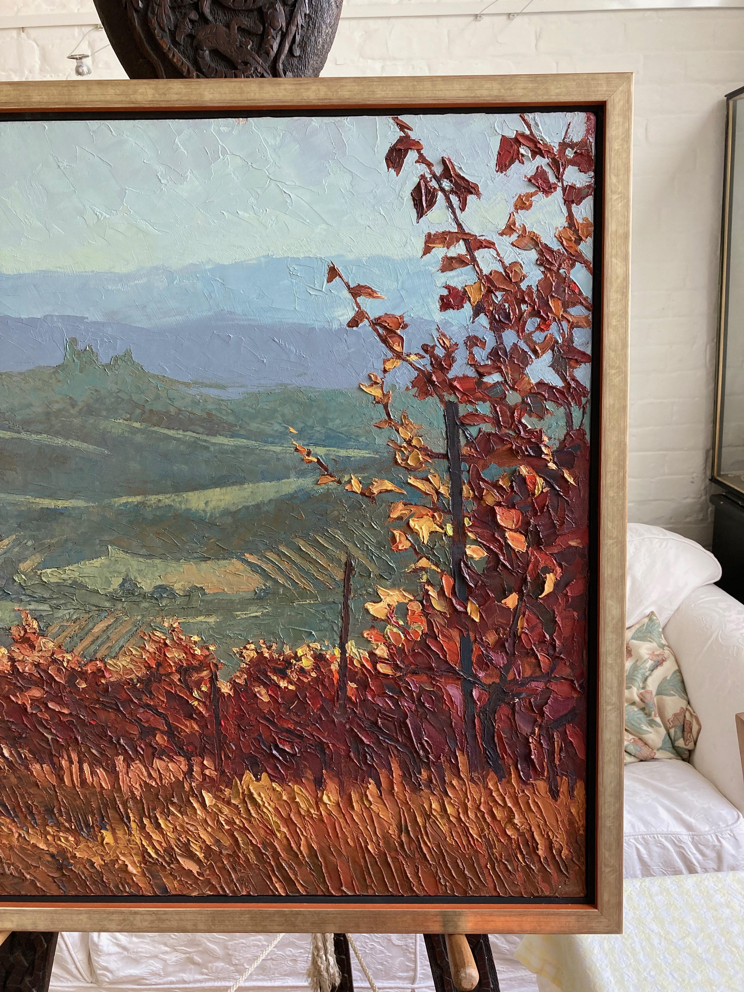 Alan Cotton, Piedmont, Impressionist scene of Italian vineyard in fall colours. 8