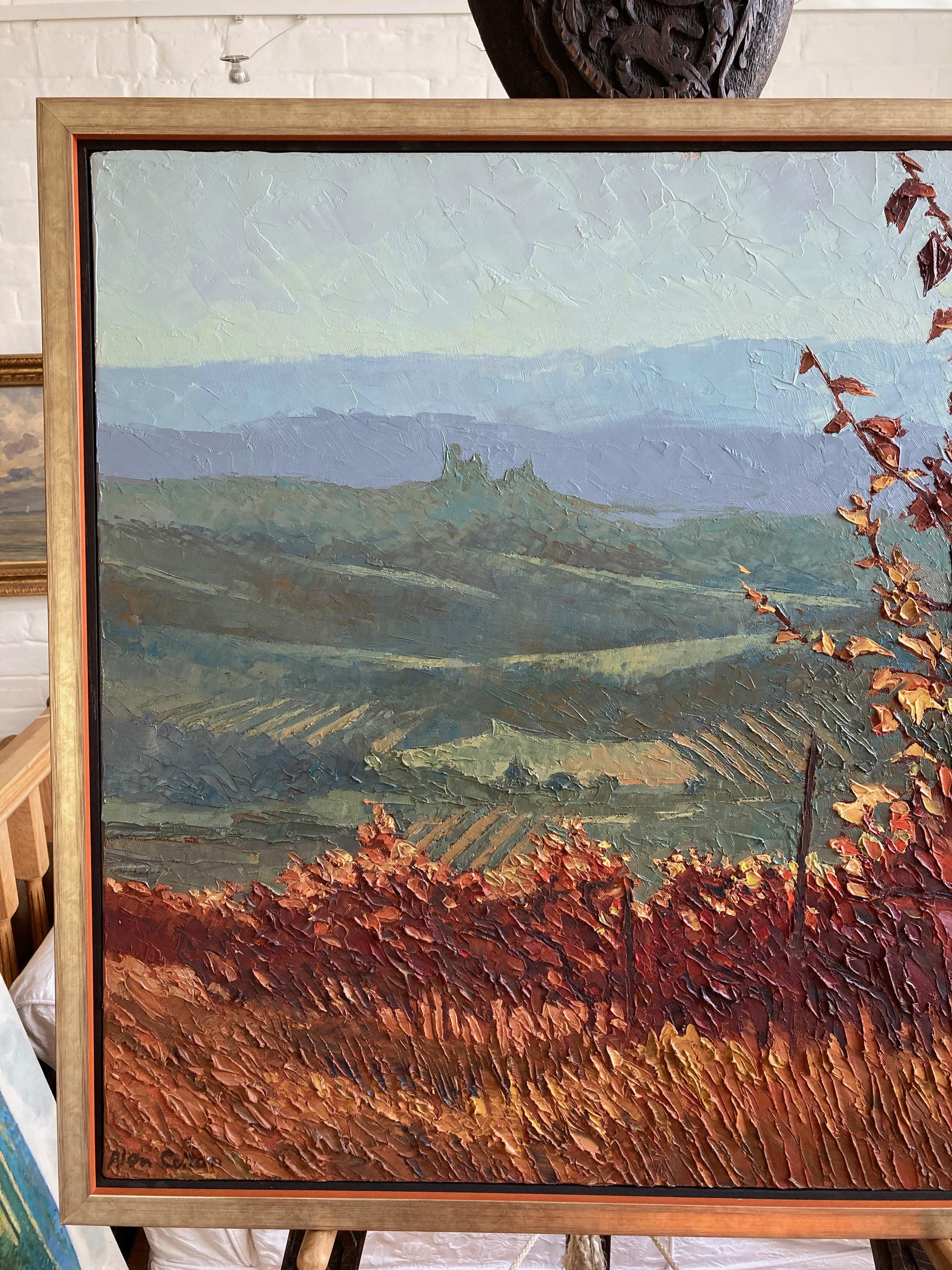 Alan Cotton, Piedmont, Impressionist scene of Italian vineyard in fall colours. 9
