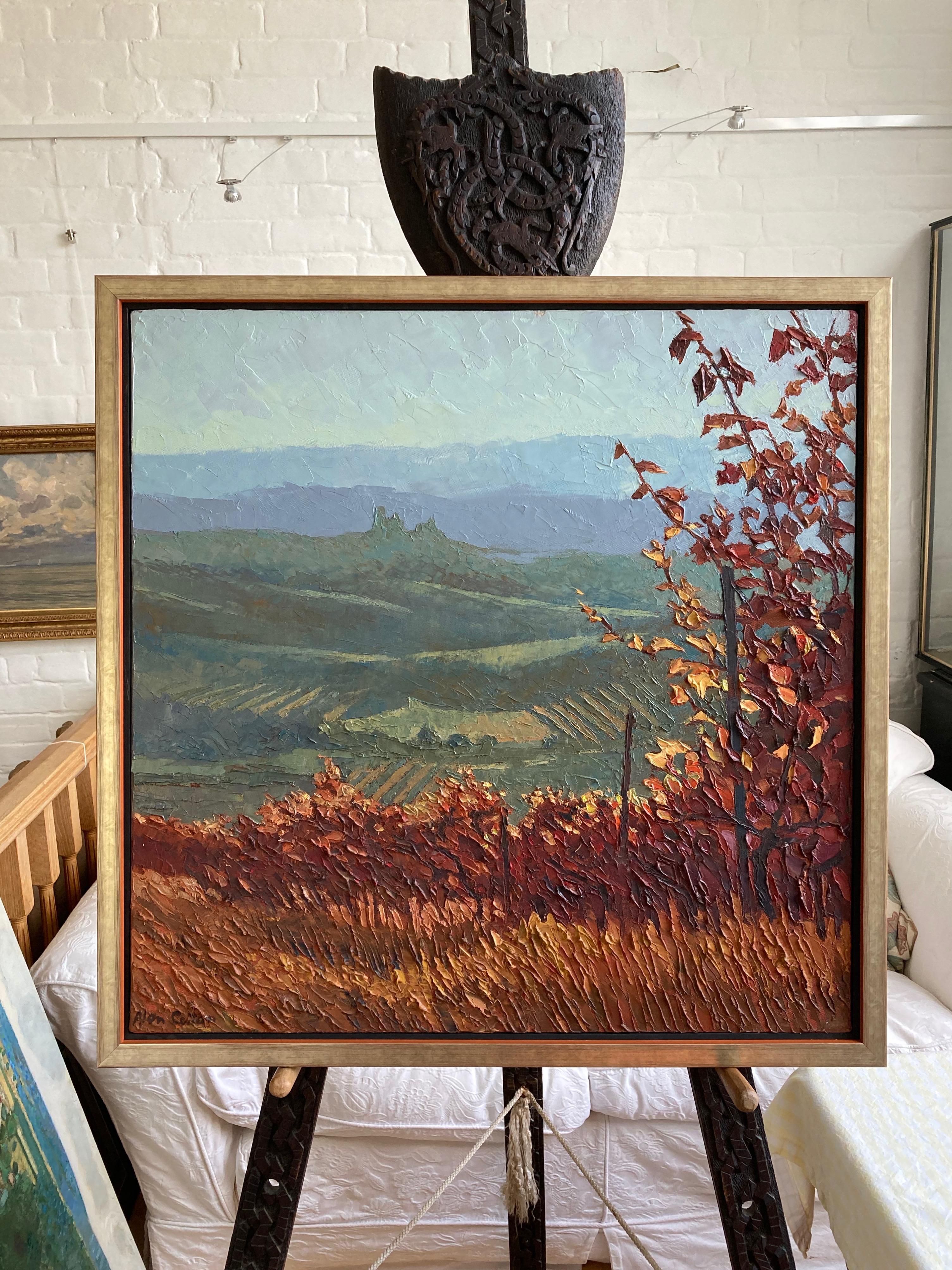 Alan Cotton, Piedmont, Impressionist scene of Italian vineyard in fall colours. 13