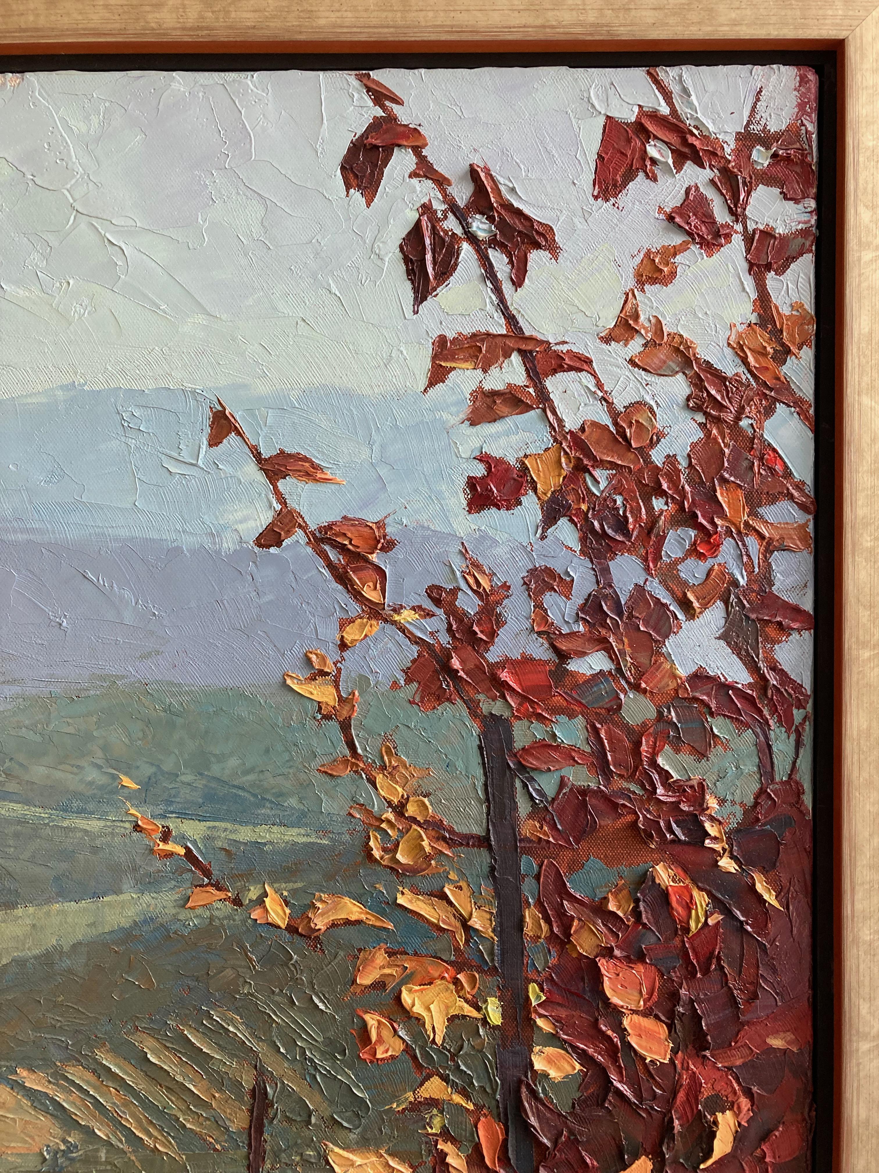 Alan Cotton, Piedmont, Impressionist scene of Italian vineyard in fall colours. 1