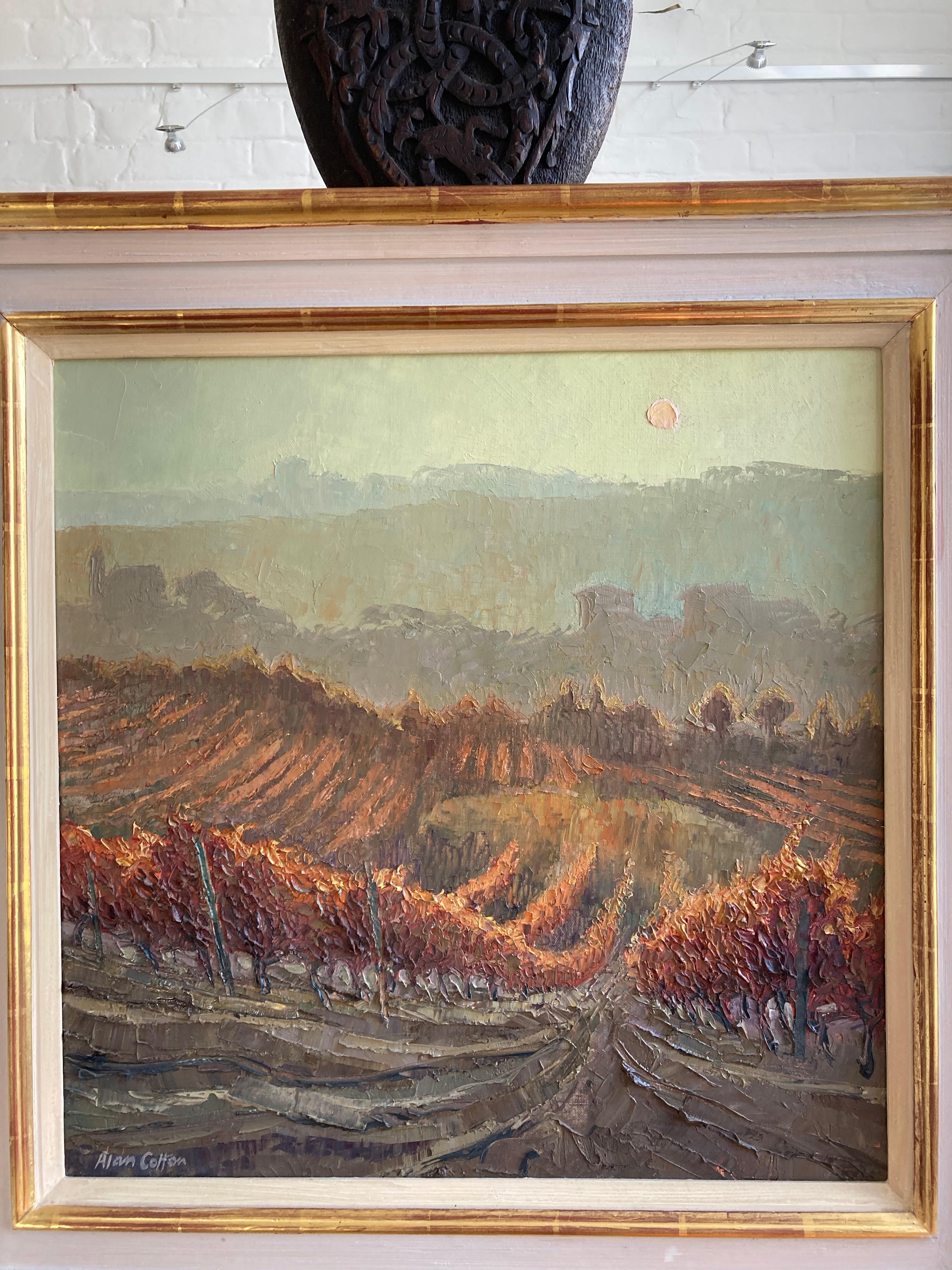 Alan Cotton, Piedmont, Impressionist scene of Italian vineyard in fall colours. 2
