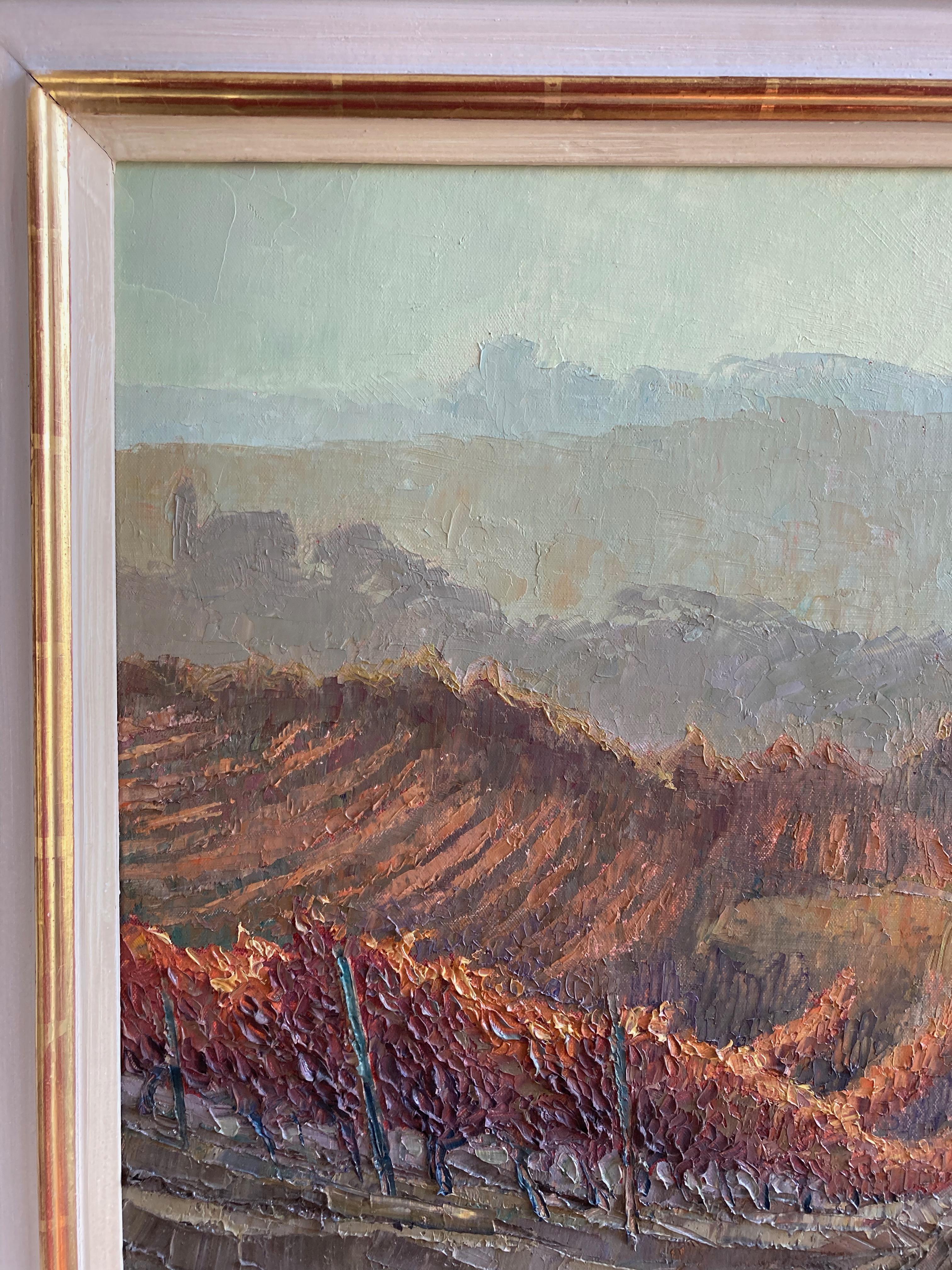 Alan Cotton, Piedmont, Impressionist scene of Italian vineyard in fall colours. 4