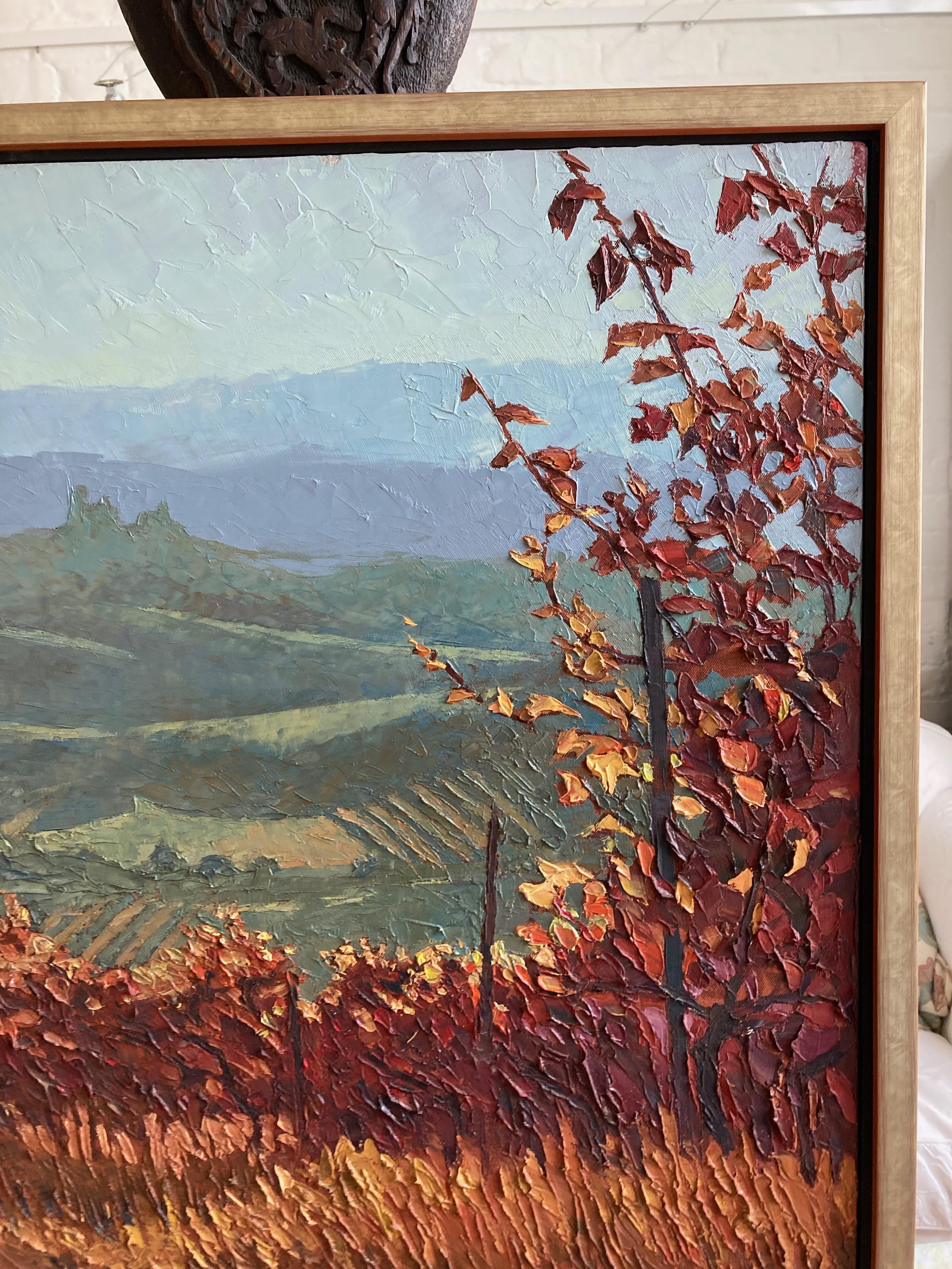 Alan Cotton, Piedmont, Impressionist scene of Italian vineyard in fall colours. 7
