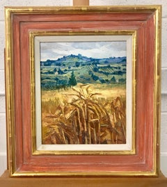 Casole D'Elsa Harvest Tuscany Impasto Oil Painting of Landscape by UK Artist