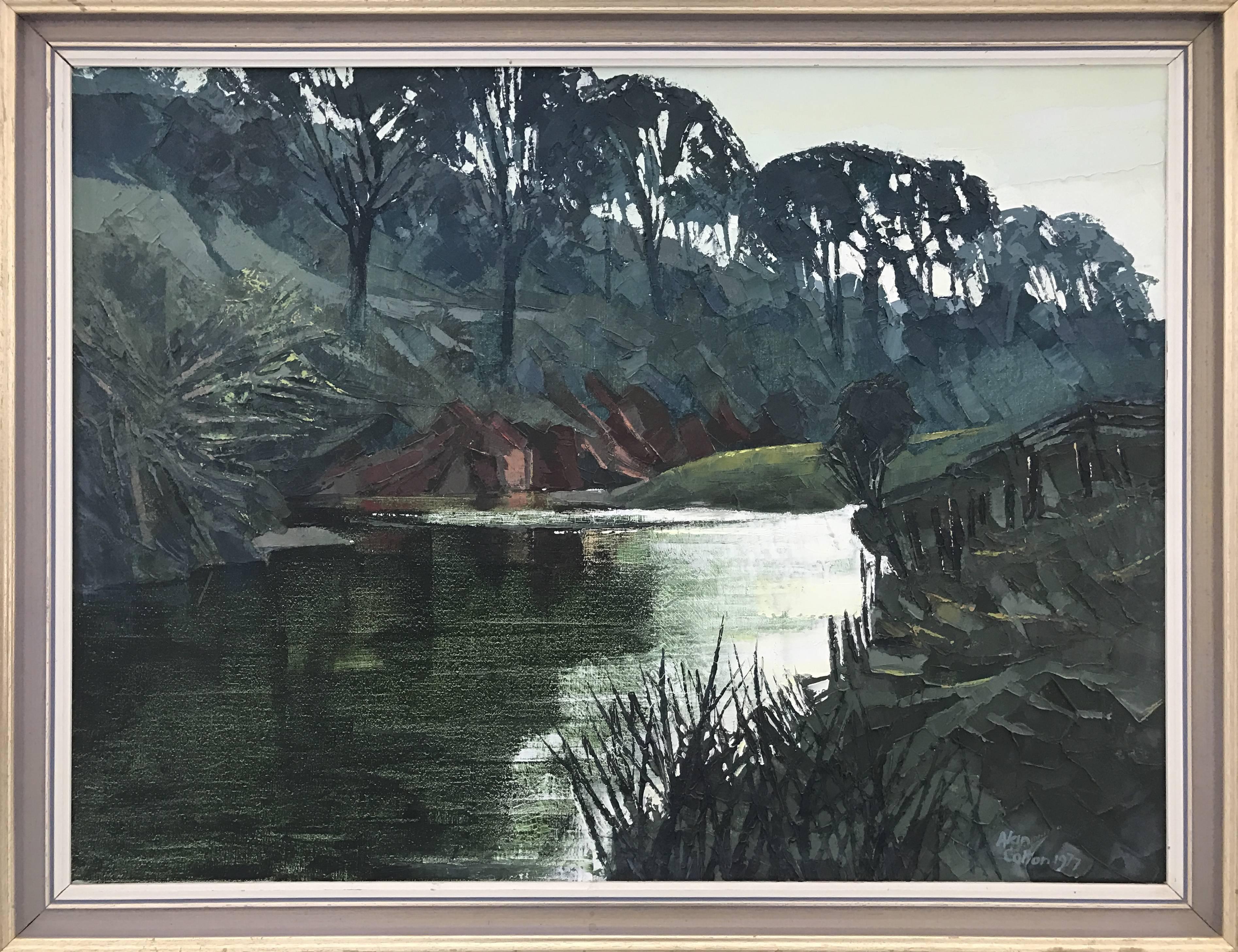 Alan Cotton Landscape Painting - Original Impasto Oil Painting of English River Landscape by Royal British Artist
