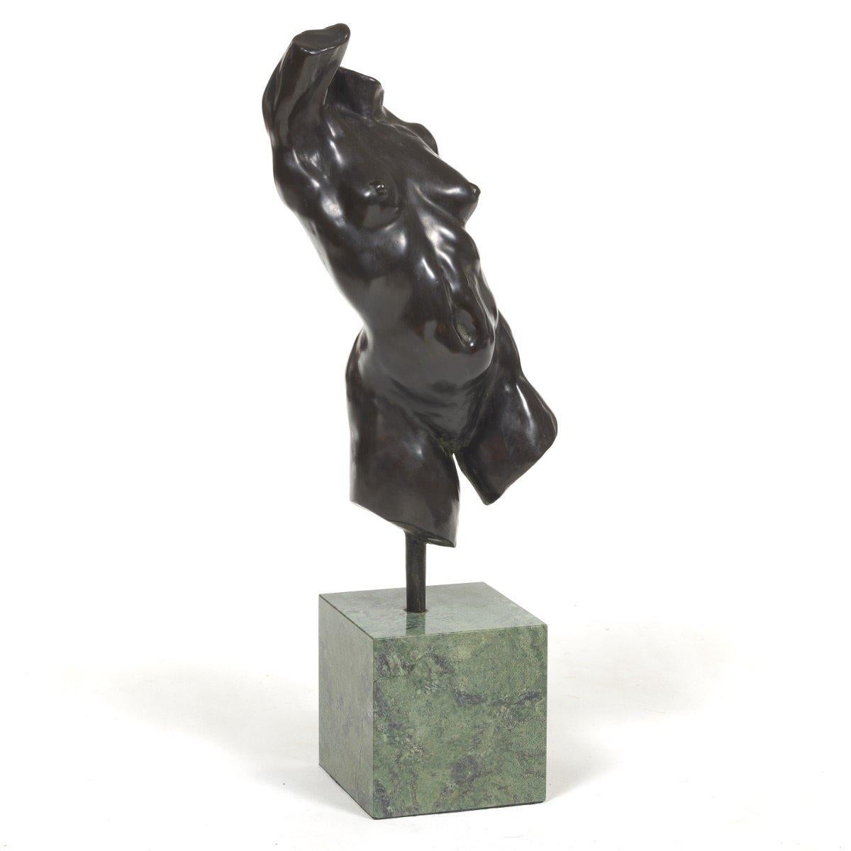 Nude Female Torso Bronze Sculpture, 20th Century Contemporary American Artist - Gold Figurative Sculpture by Alan Cottrill