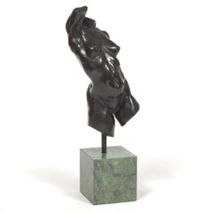 Torso femminile nudo Scultura in bronzo, artista americano contemporaneo del XX secolo