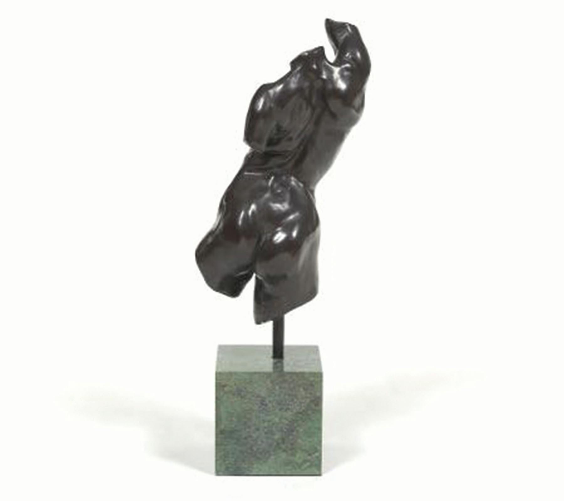 Alan Cottrill (estadounidense, Ohio, nacido en 1952)
Torso femenino desnudo, 1994
Bronce montado sobre base de mármol verde
Firmado, fechado y numerado 14/20 verso de la pata, con sello de fundición
17 pulg. alt. x 15 pulg. anch. x 15 pulg.