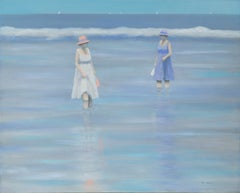 Ladies with Lavender & Cyan Seaside Reflections, Figurative Seascape